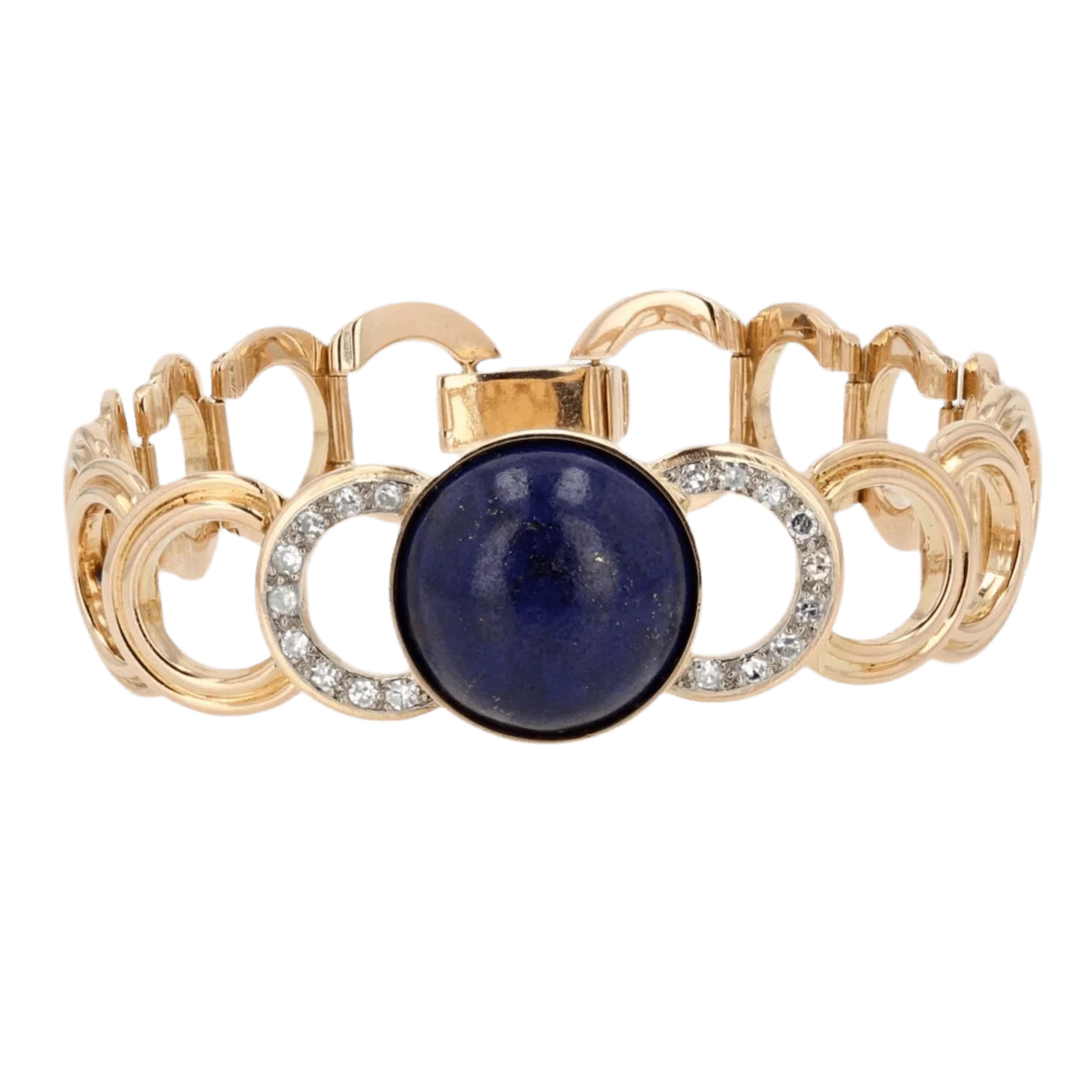 Bracelet Mesh yellow gold, lapis lazuli and diamonds