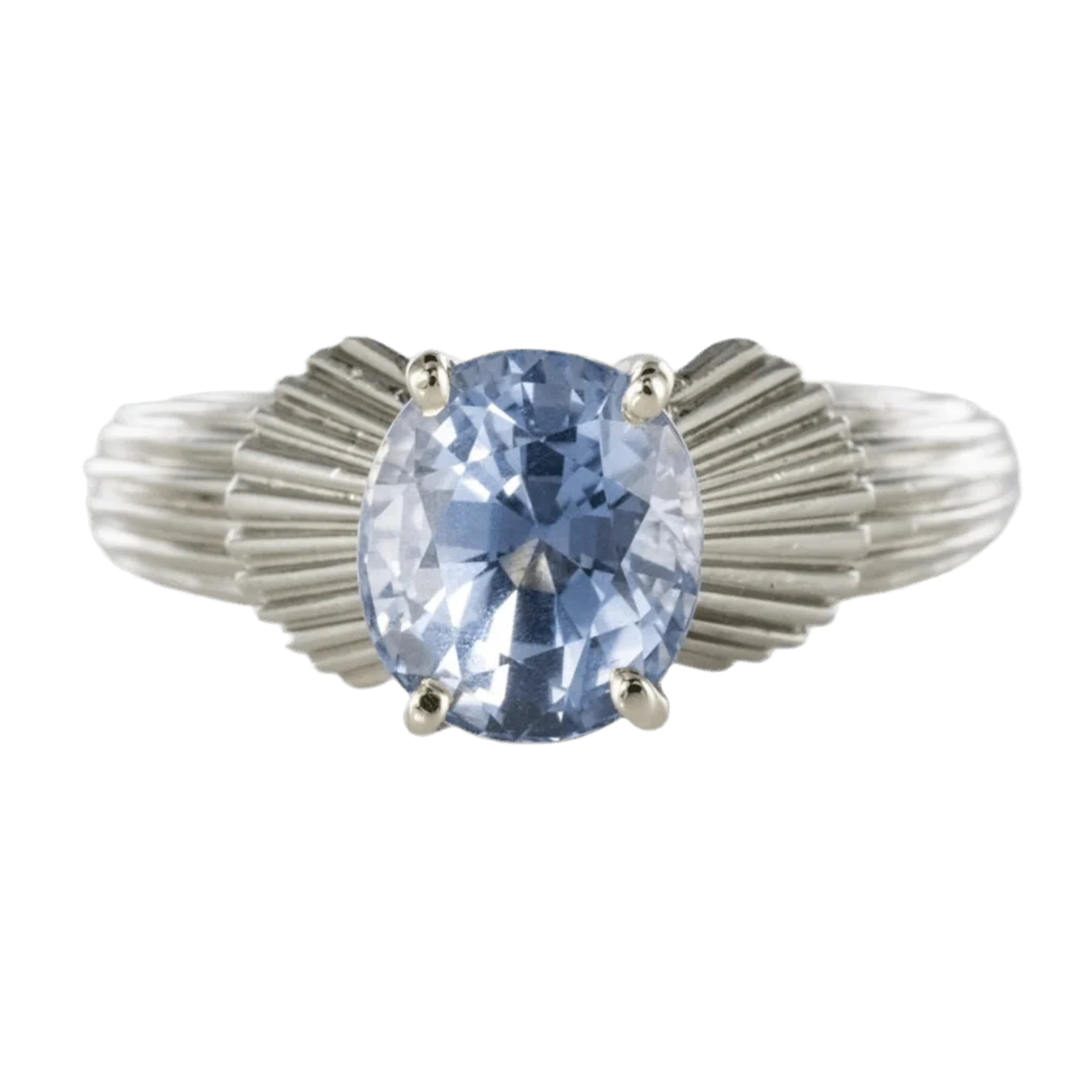 Solitaire ring in white gold, platinum and sapphire