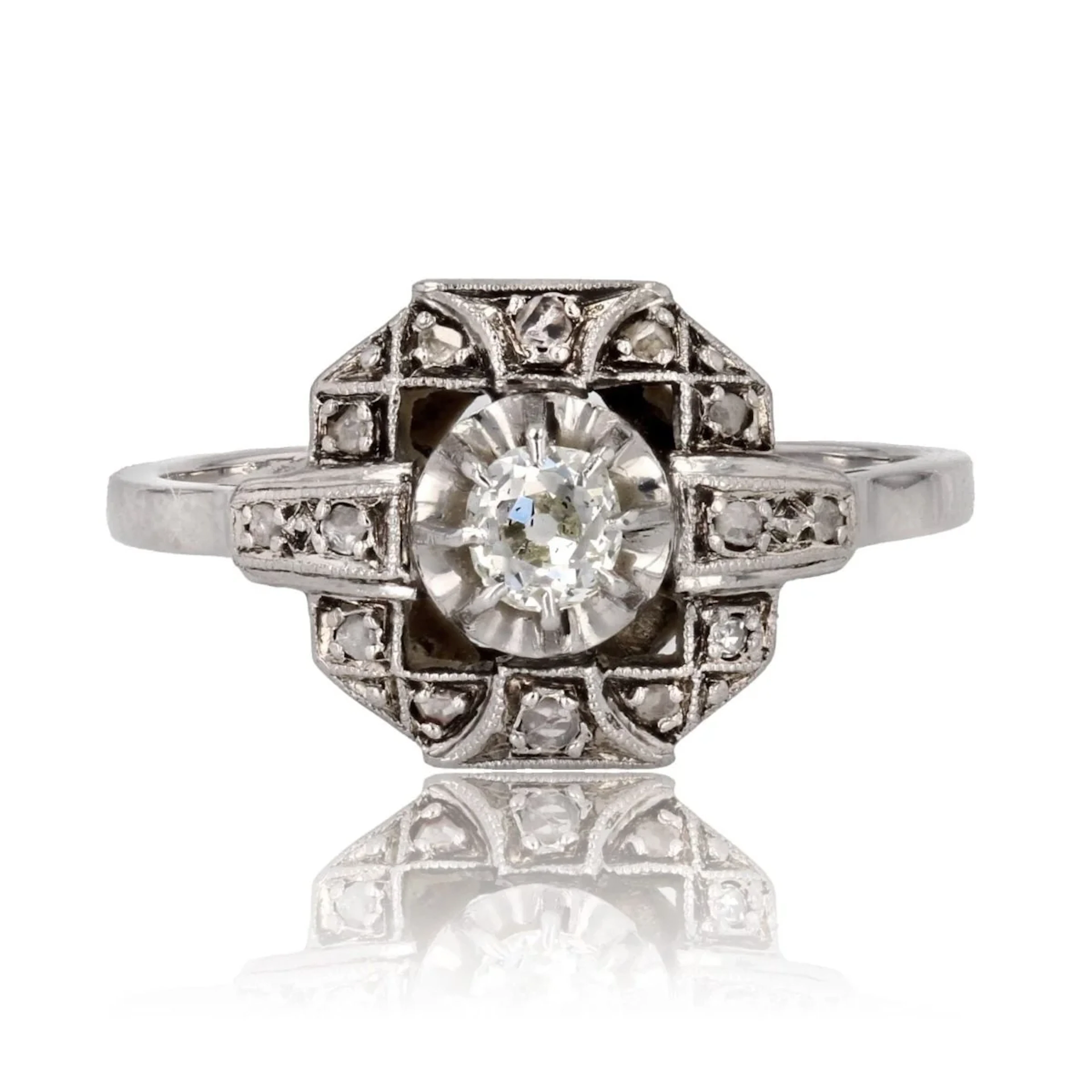 Ring Surroundings in white gold, paltinium and diamonds