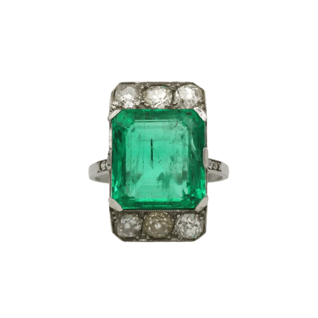 Ring Surroundings in white gold, paltinium, emerald and diamonds