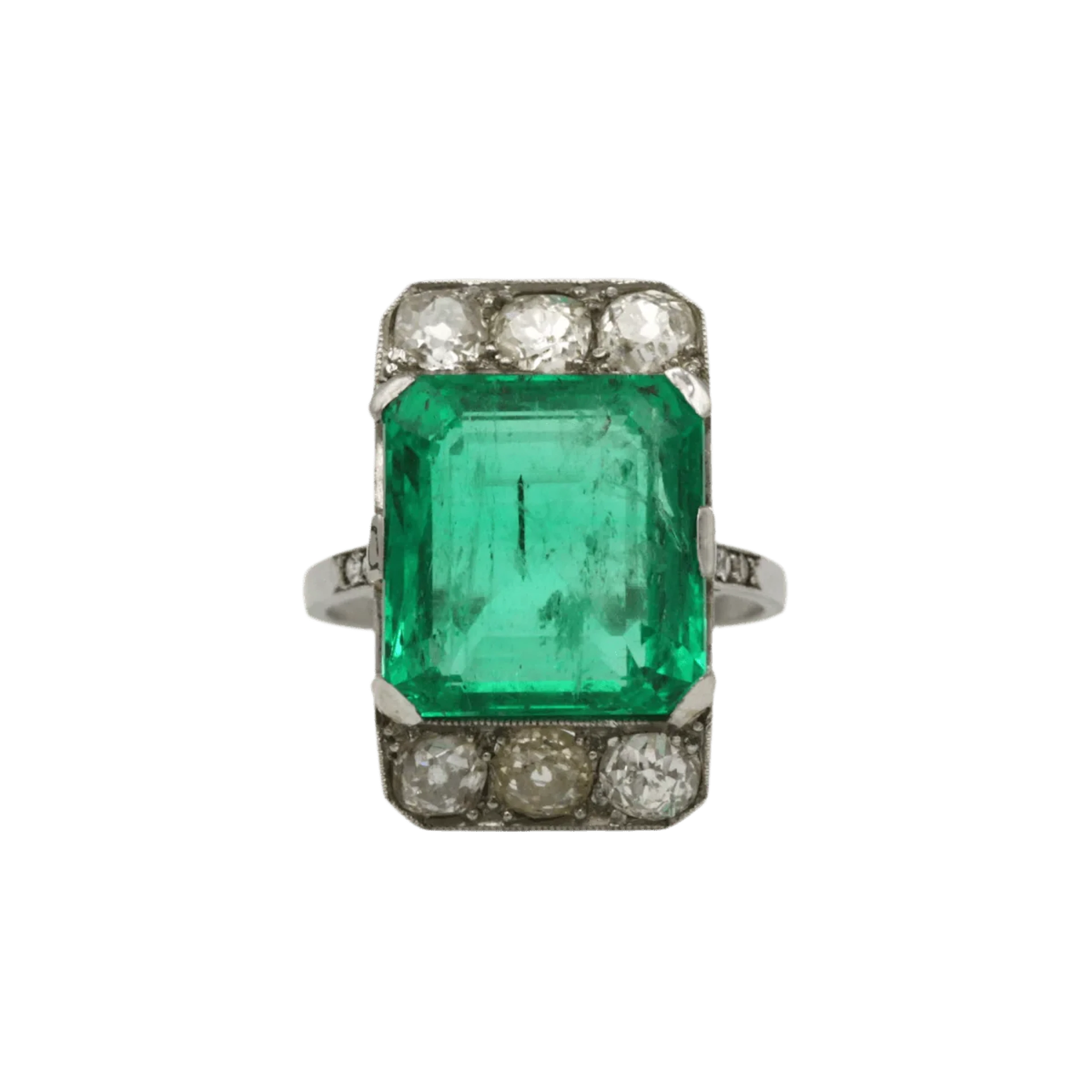 Ring Surroundings in white gold, paltinium, emerald and diamonds