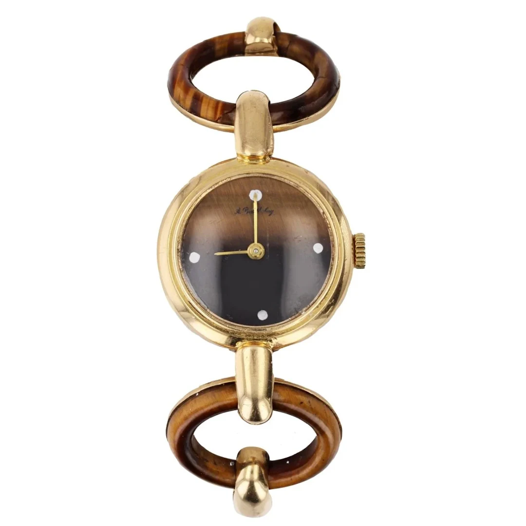 Montre en or jaune et oeil de tigre