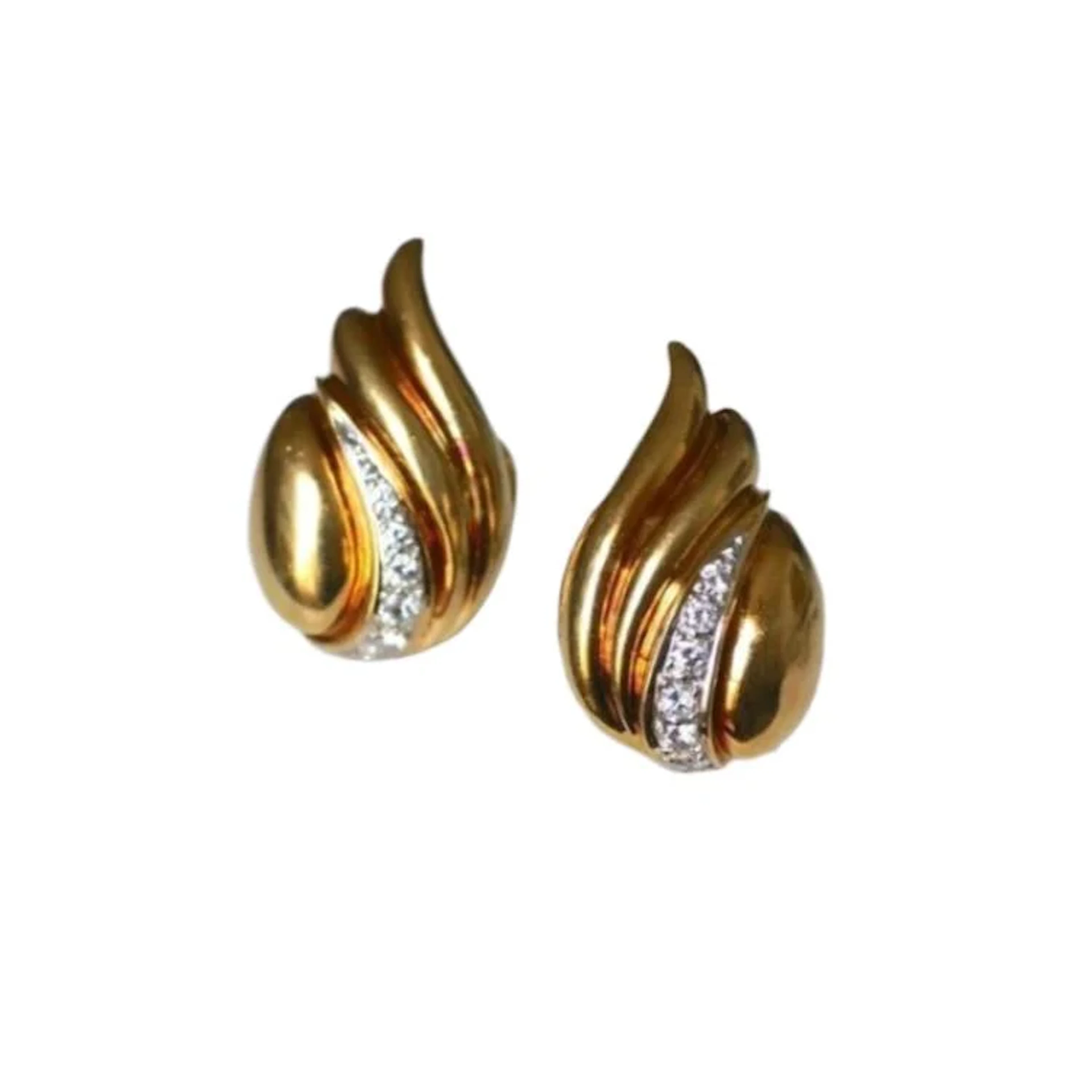 Gold and diamond clip earrings