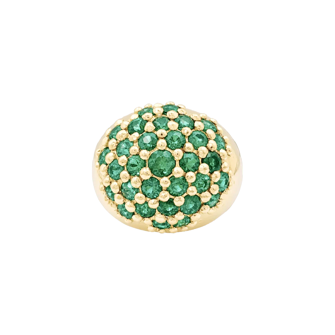 Bague Cocktail en or jaune et émeraudes
