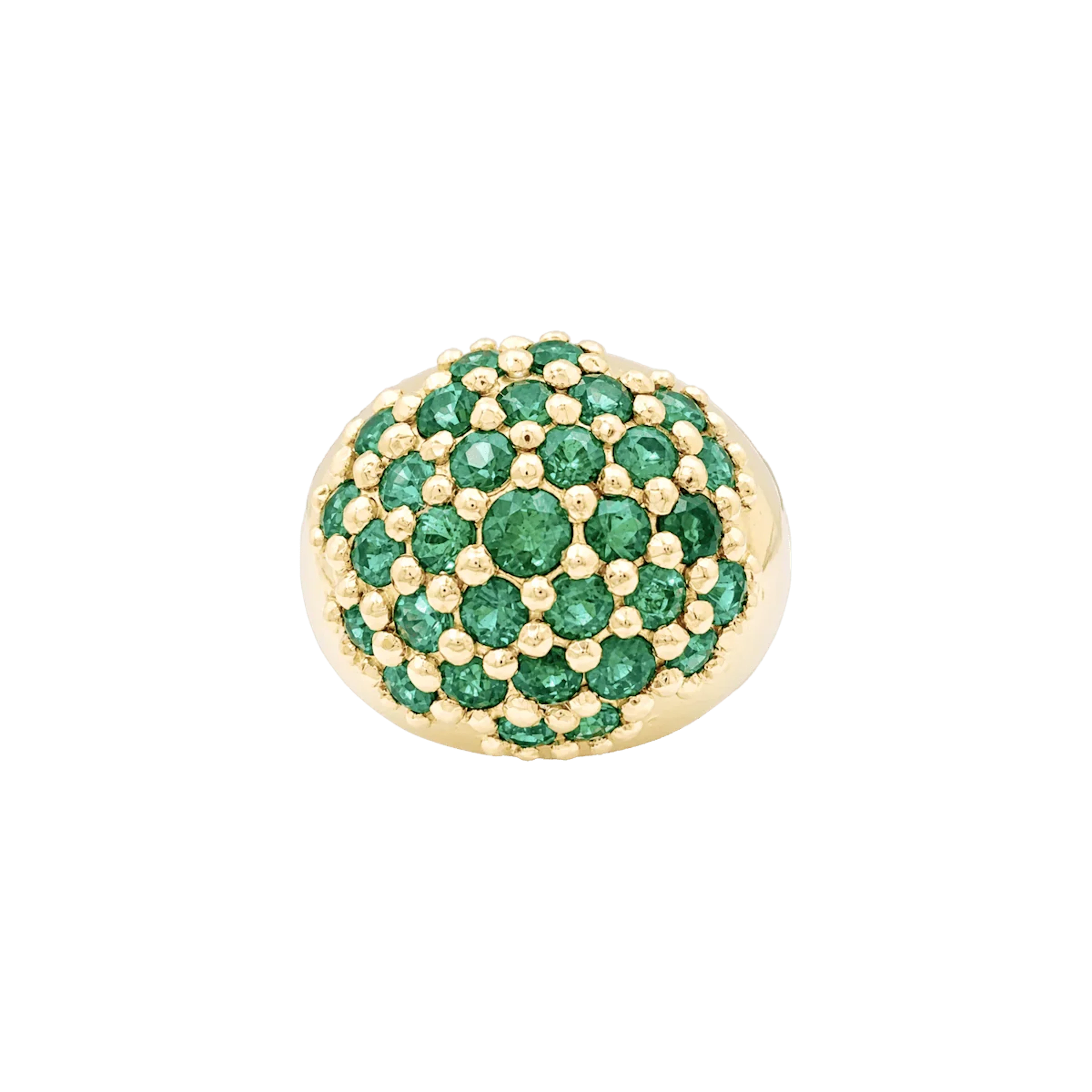 Bague Cocktail en or jaune et émeraudes