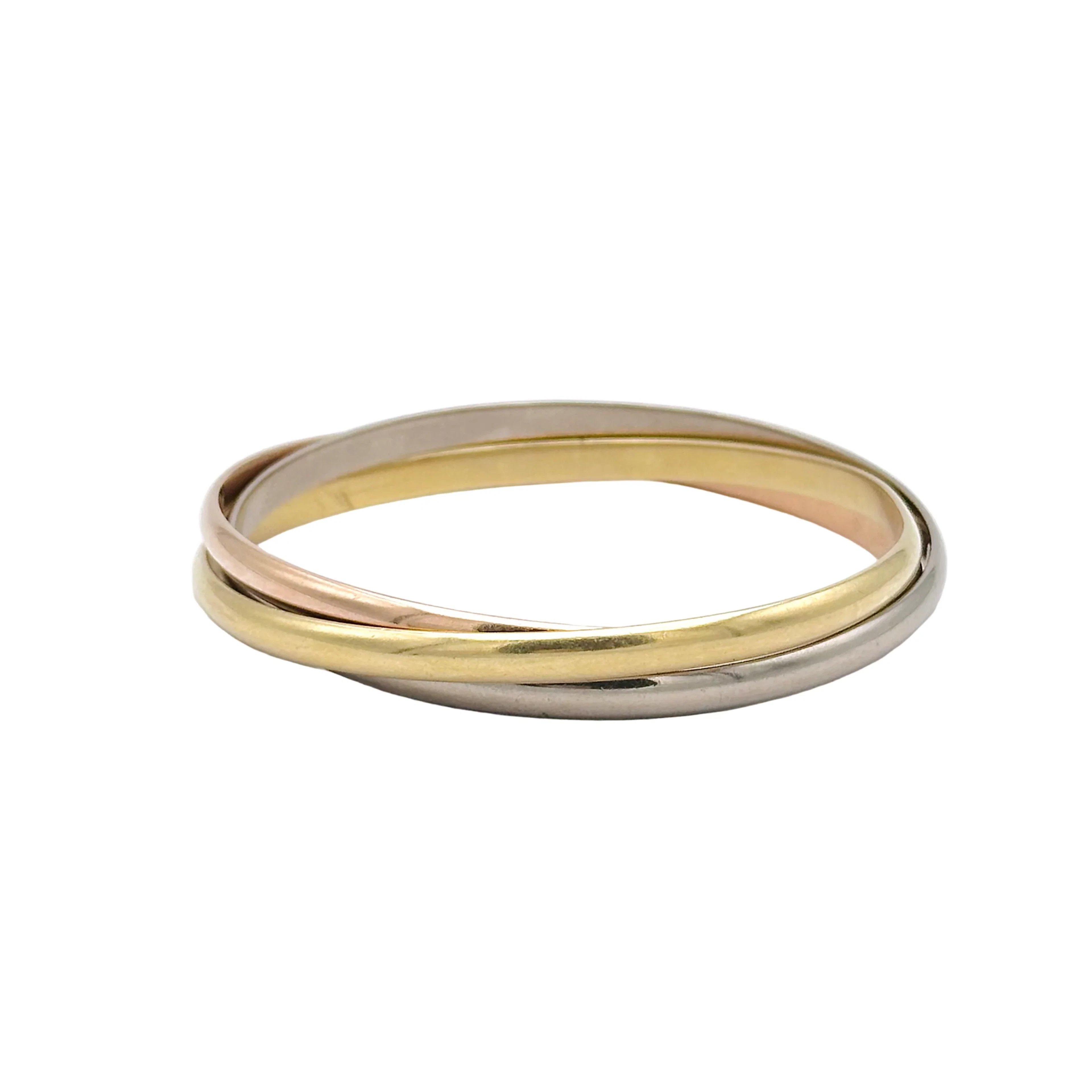 CARTIER “Trinity” MM bangle bracelet in yellow gold, white gold, pink gold
