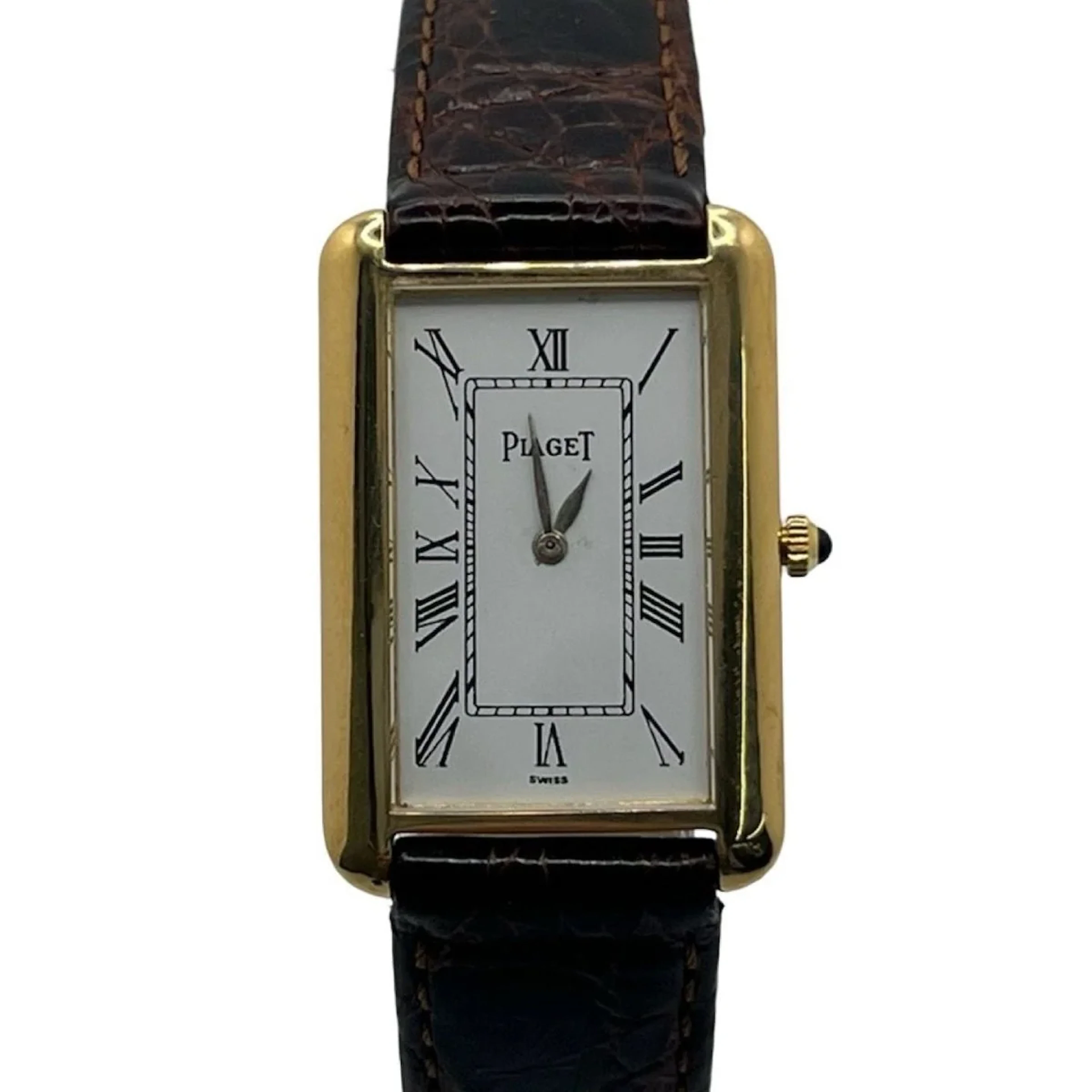 PIAGET "Tank Allongée" watch in yellow gold and leather