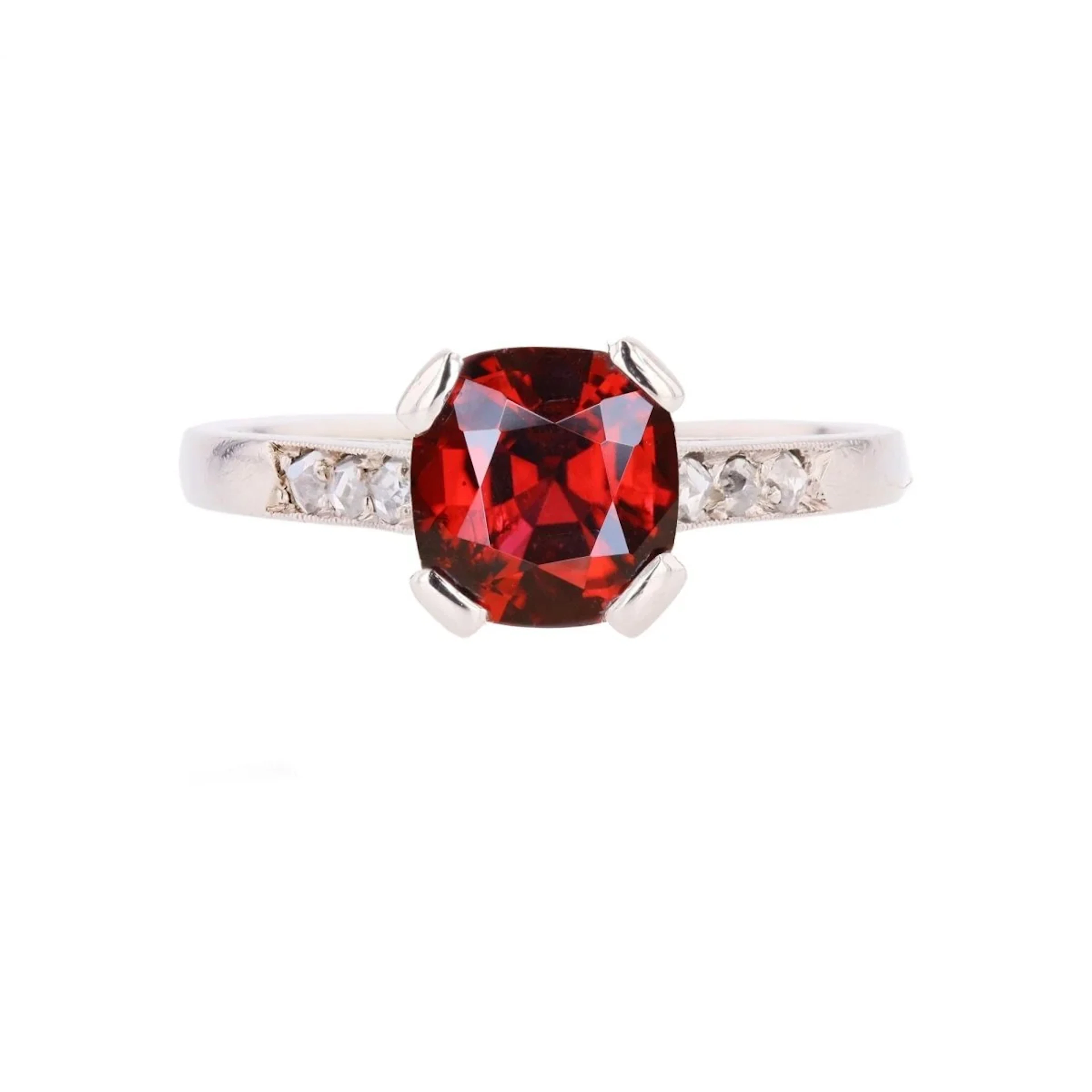 Platinum, Spinel, and Diamond Ring