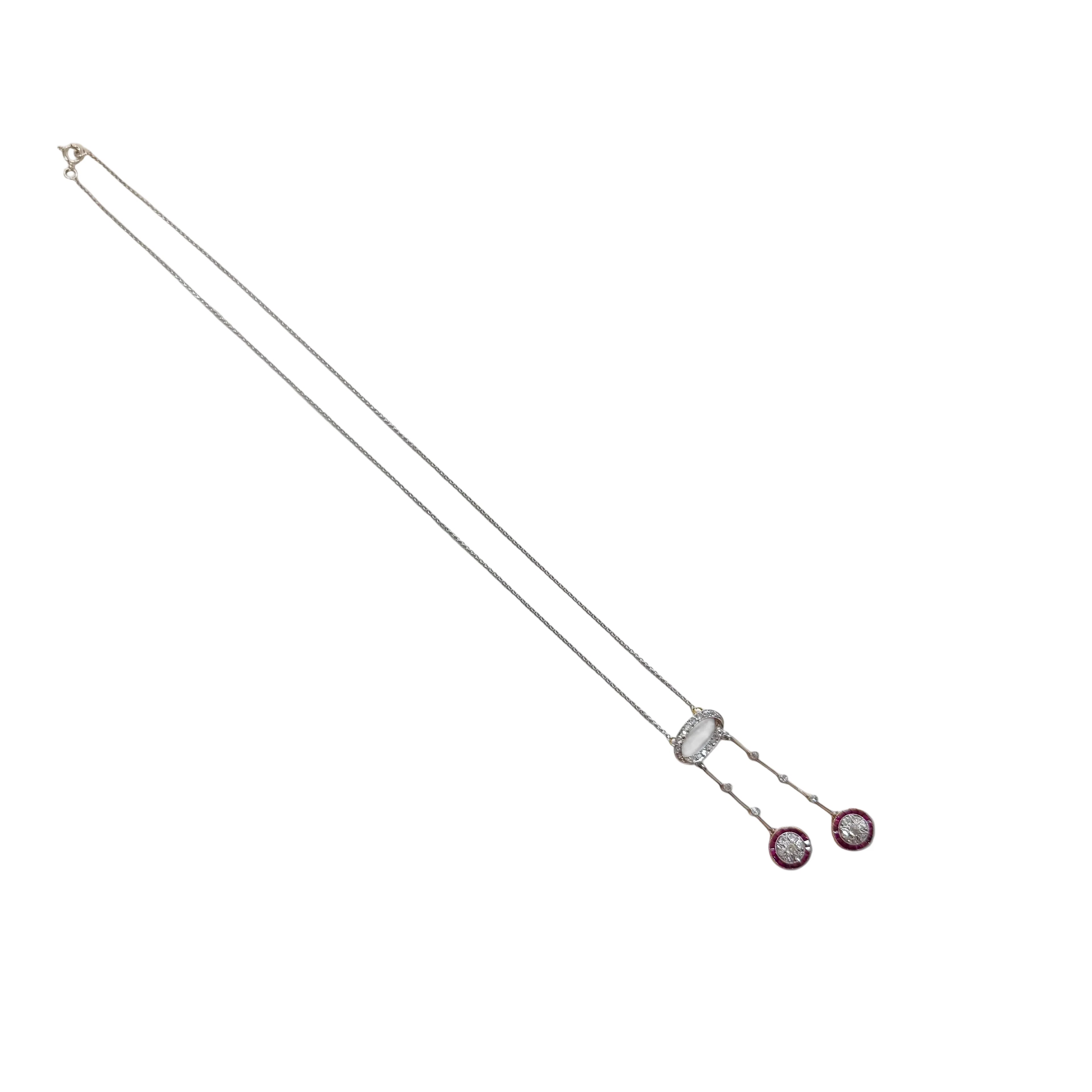 Necklace Neglected in white gold, yellow gold, ruby and diamonds.