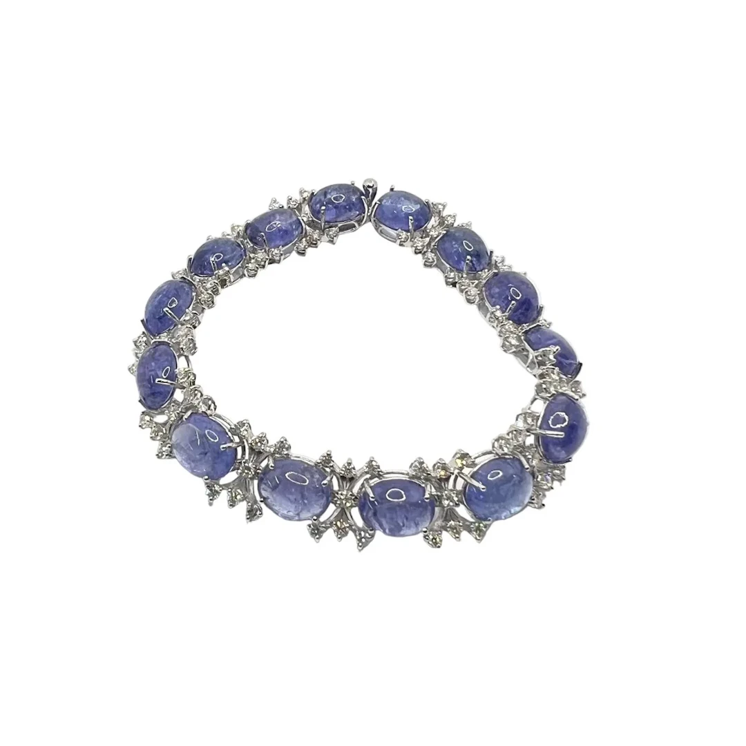 Bracelet Souple en or blanc, tanzanites et diamants