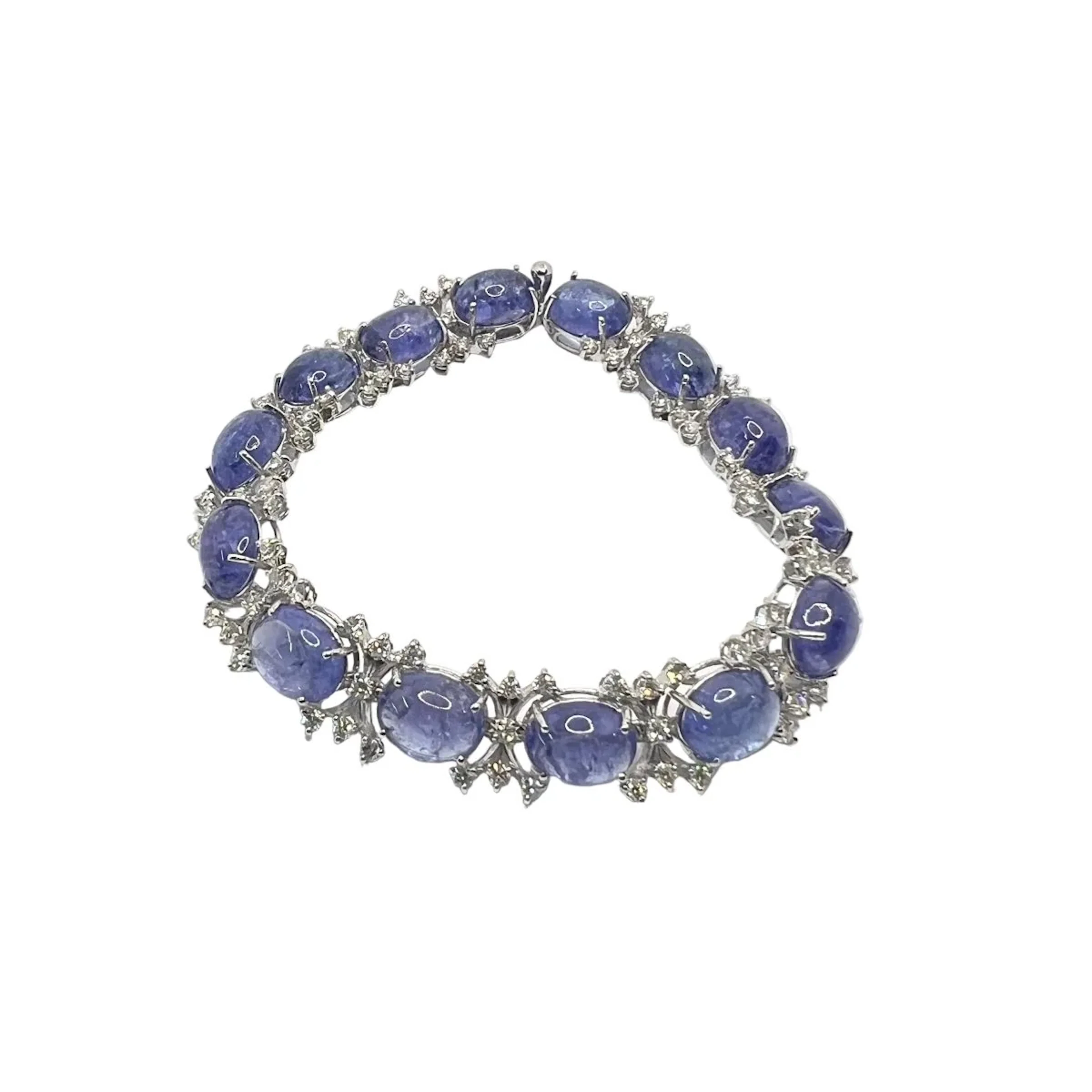 Bracelet Souple en or blanc, tanzanites et diamants