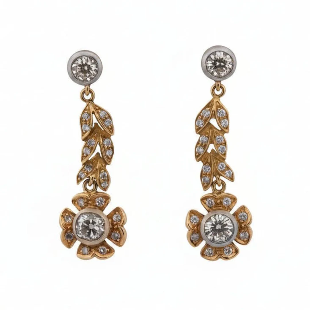Yellow gold and Diamond Drop earrings