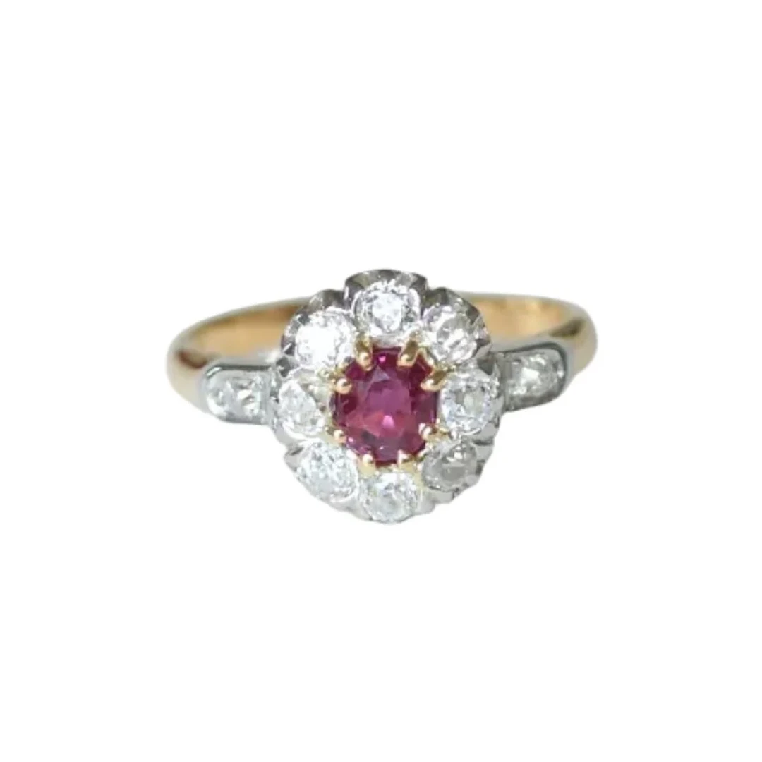 Marguerite Ring in Rose gold, Ruby, and Diamonds