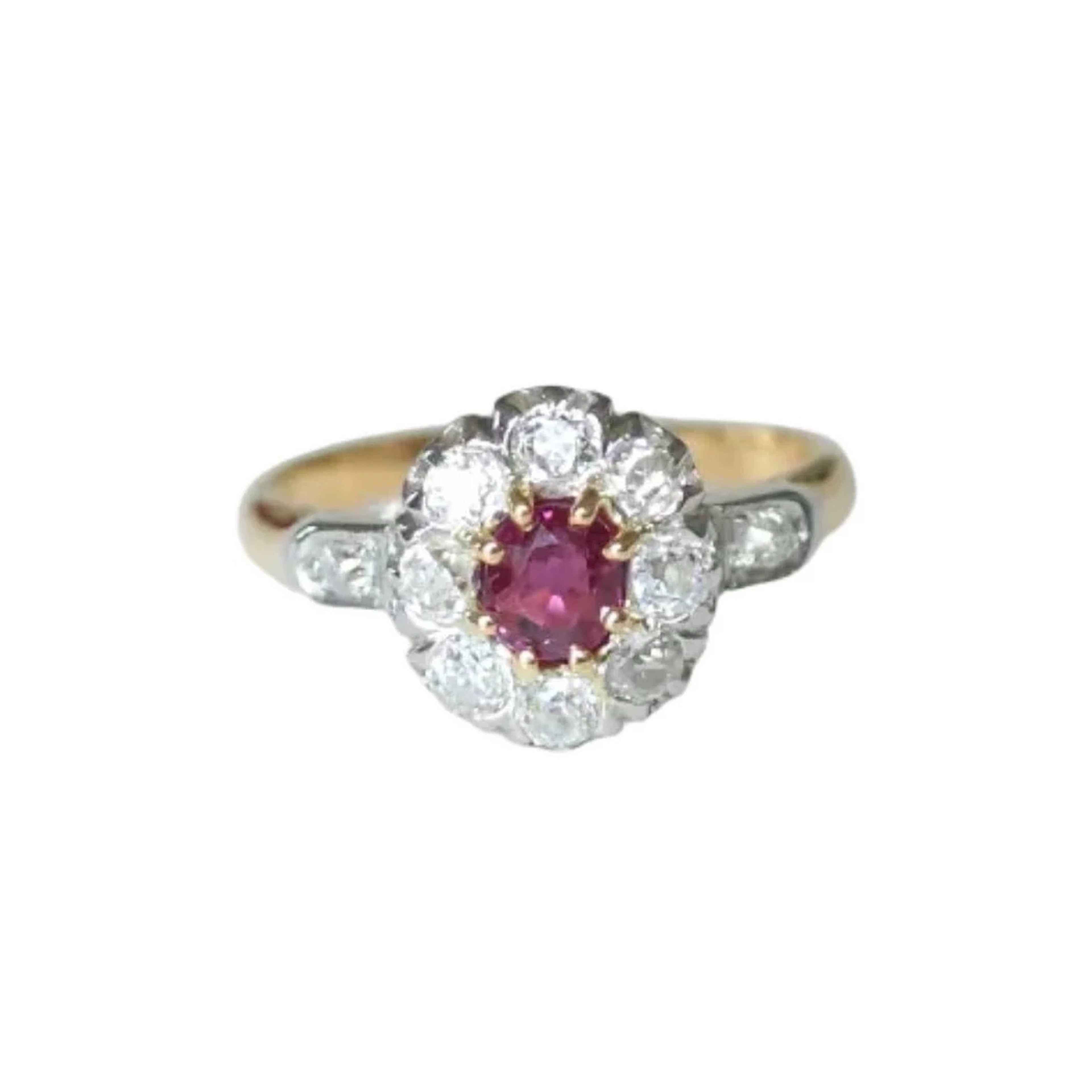 Marguerite Ring in Rose gold, Ruby, and Diamonds