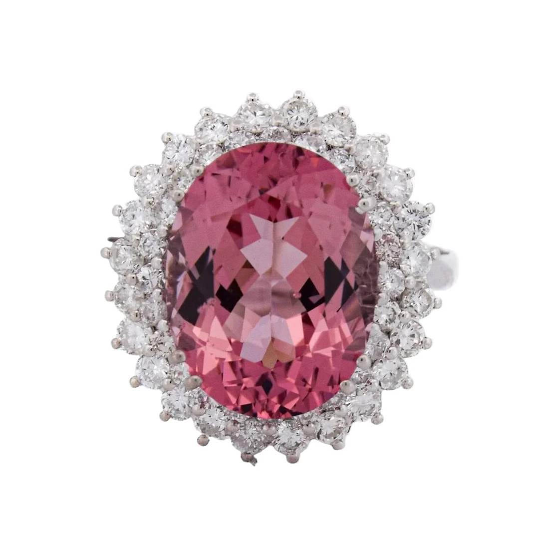 Entourage Ring in white gold, morganite and diamonds