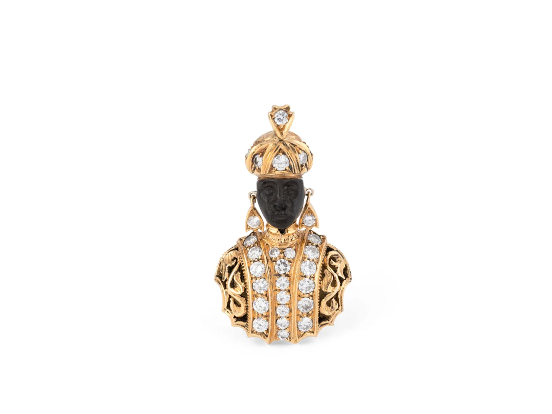 NARDI "Moor" brooch in yellow gold, ebony and diamonds