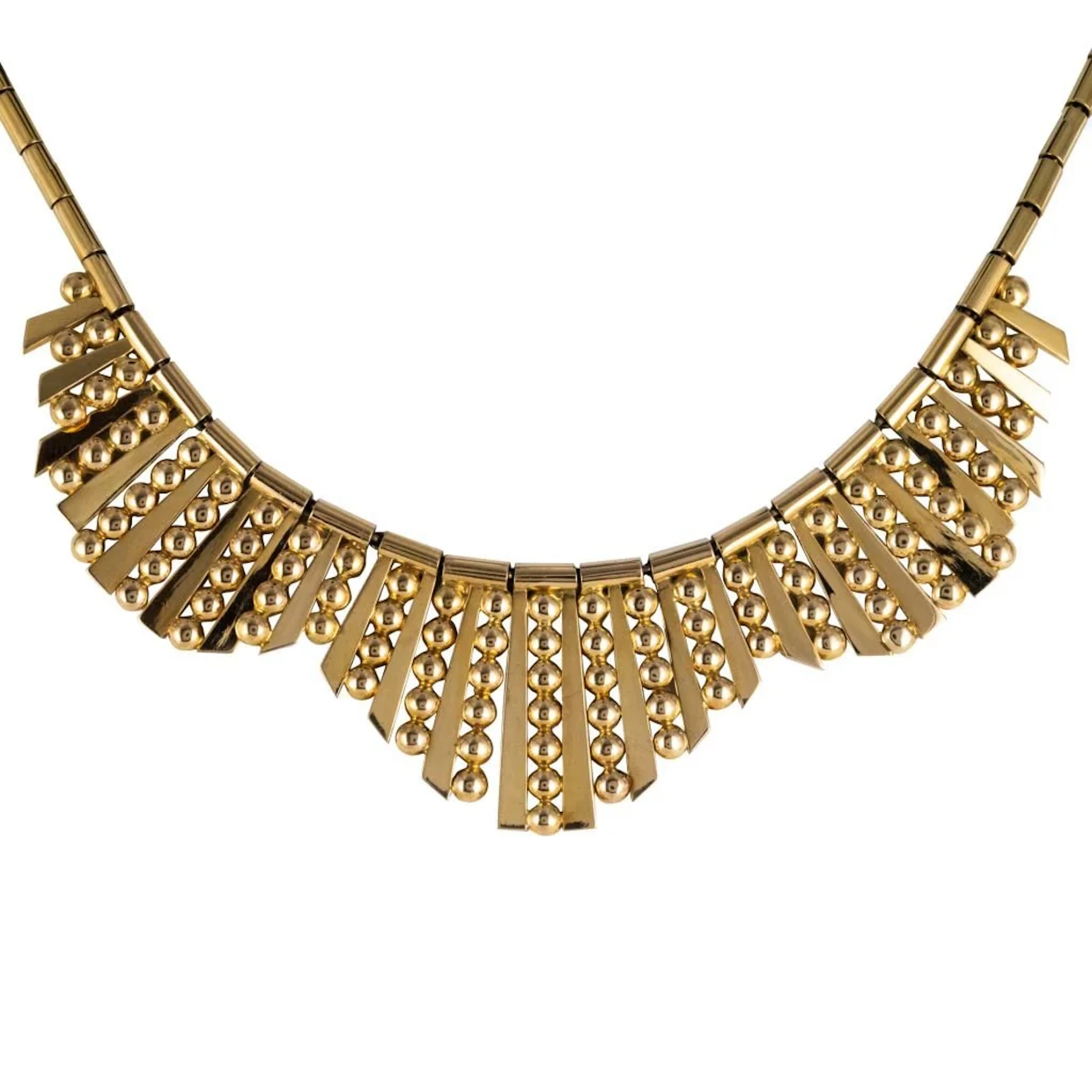 Drapery necklace in yellow gold and pearls