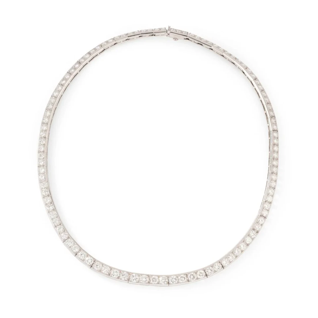 Collier Ras de cou en or blanc, platine et diamants