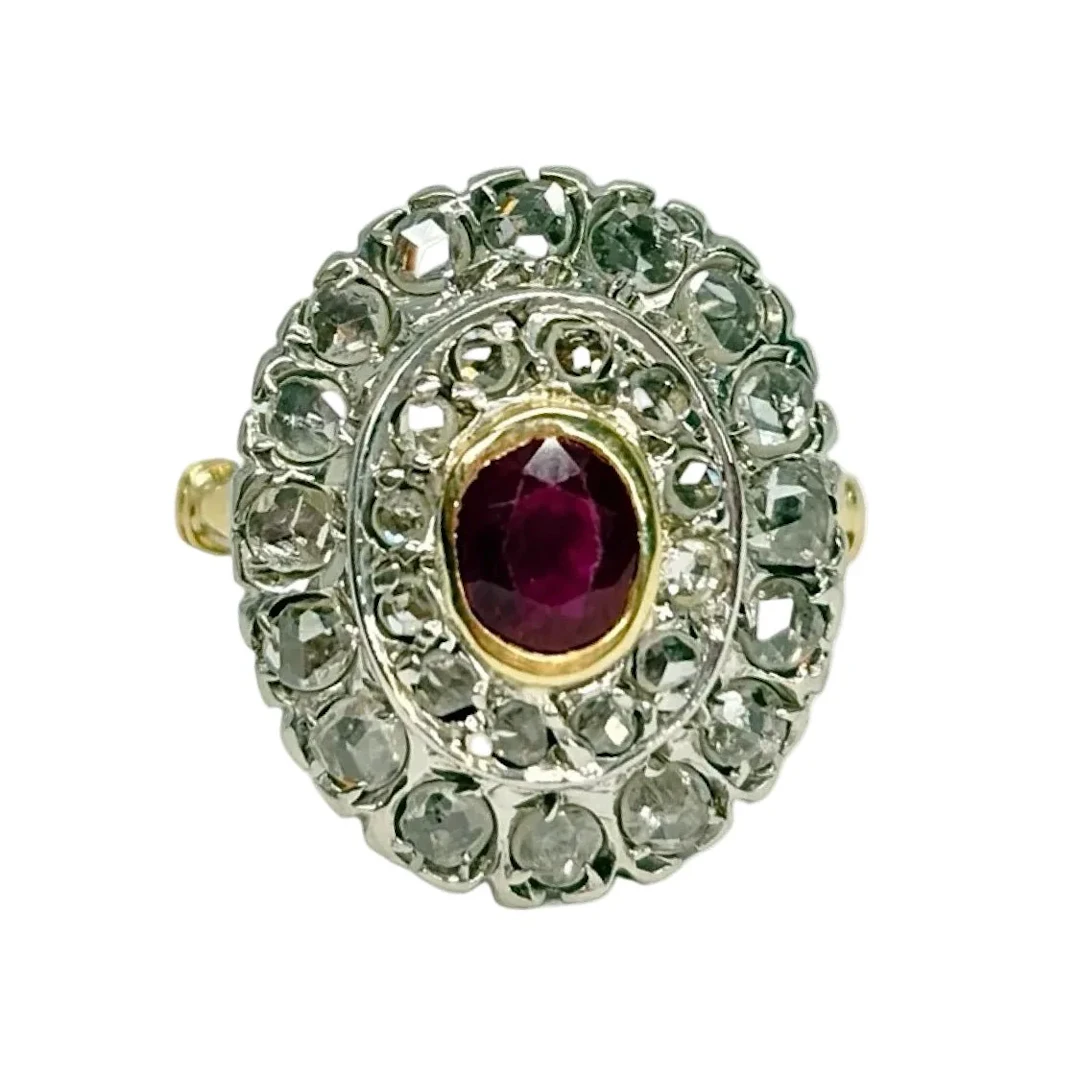 "Entourage" Ring in Yellow Gold, Rubies, and Diamonds