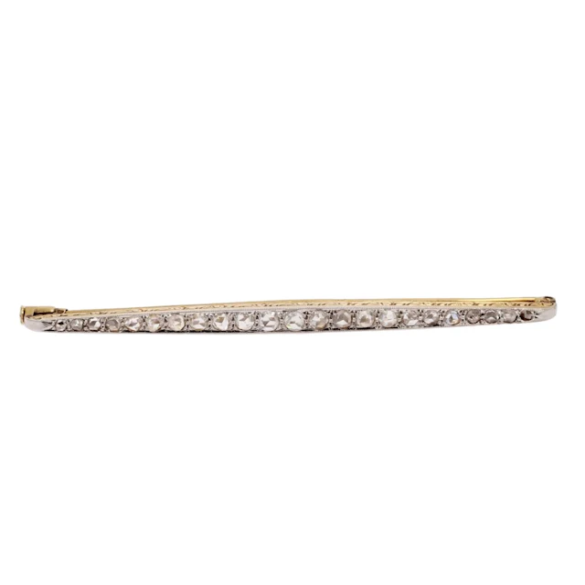 Broche Barrette en or jaune, platine et diamants