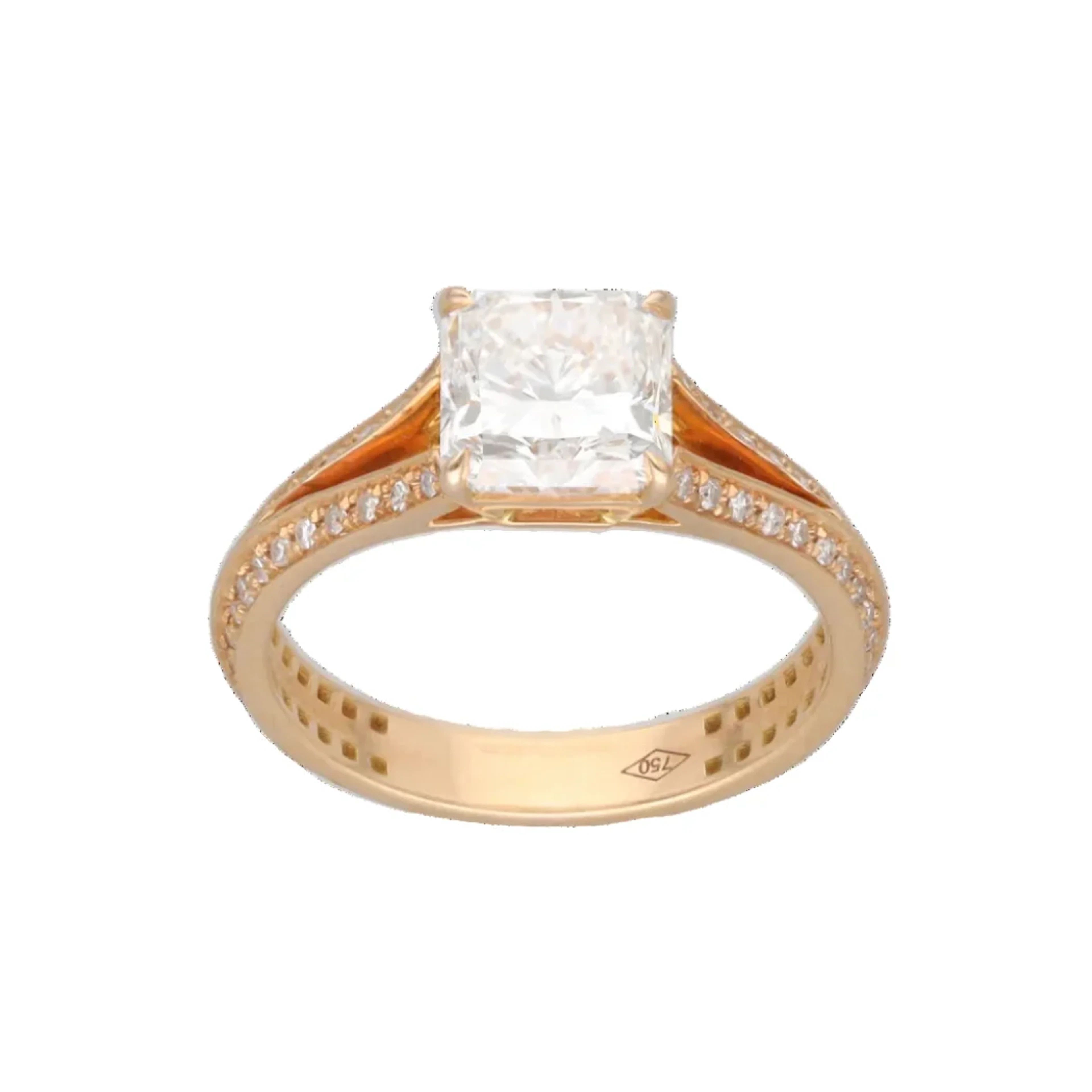 Rose Gold Solitaire Ring with Diamonds