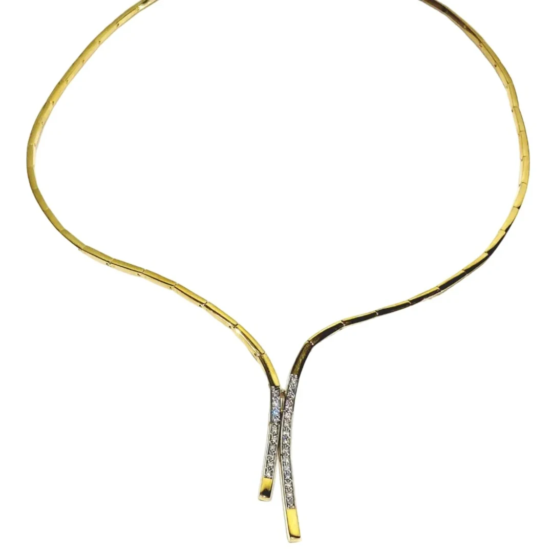 Champagne gold and Diamonds Drapery Necklace