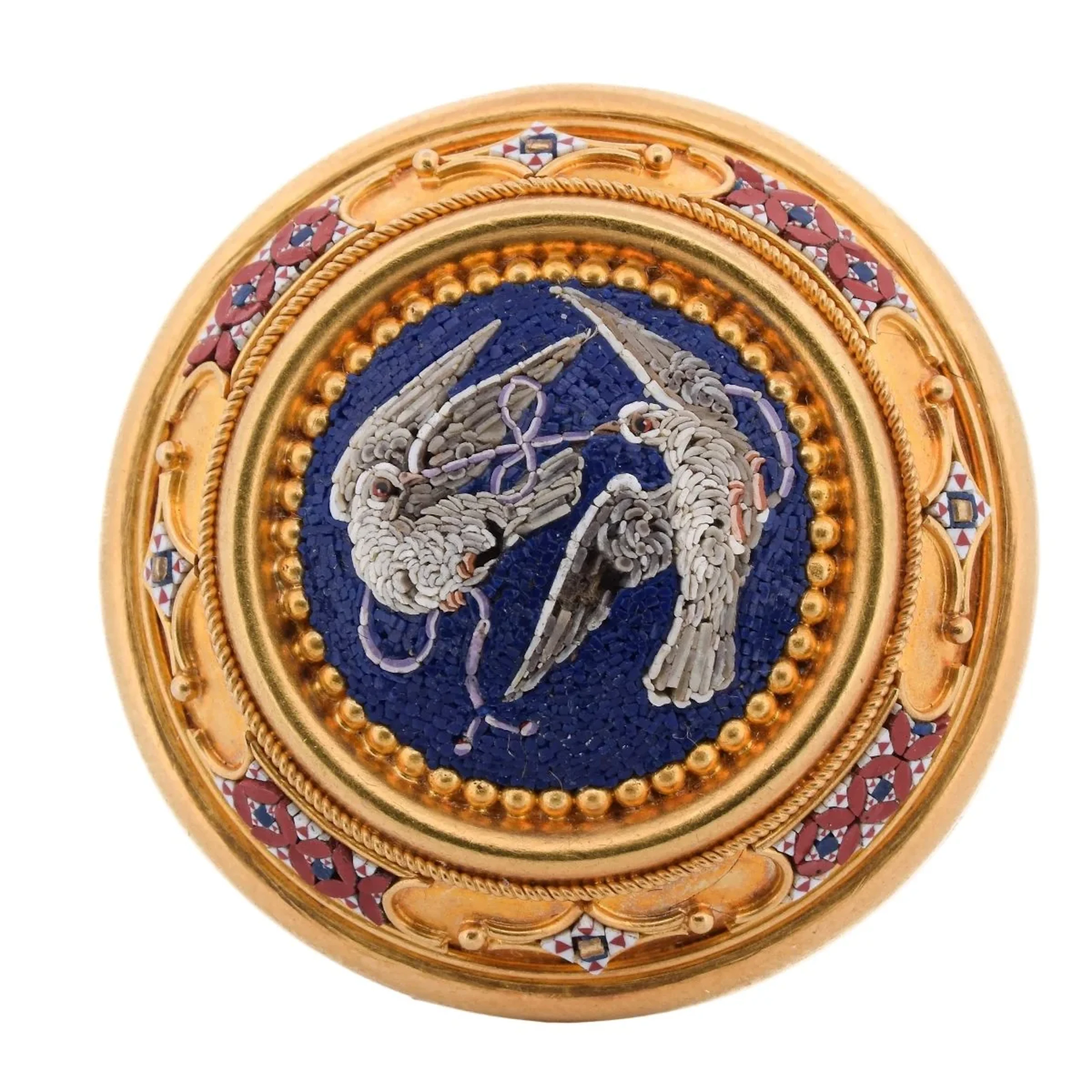 Yellow gold and Enamel Brooch Pin