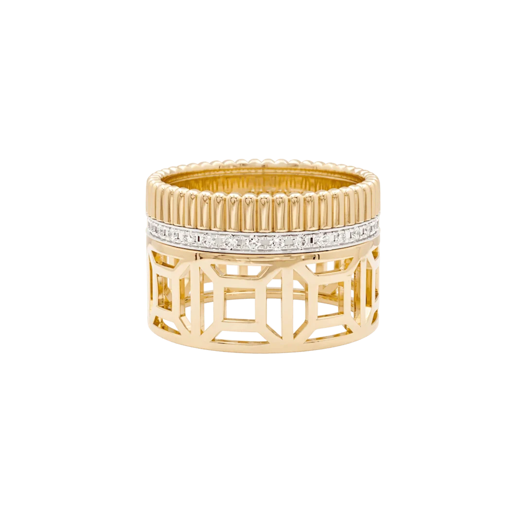 Bague Bandeau BOUCHERON "Quatre Radiat Edition Ajourée" en or blanc
