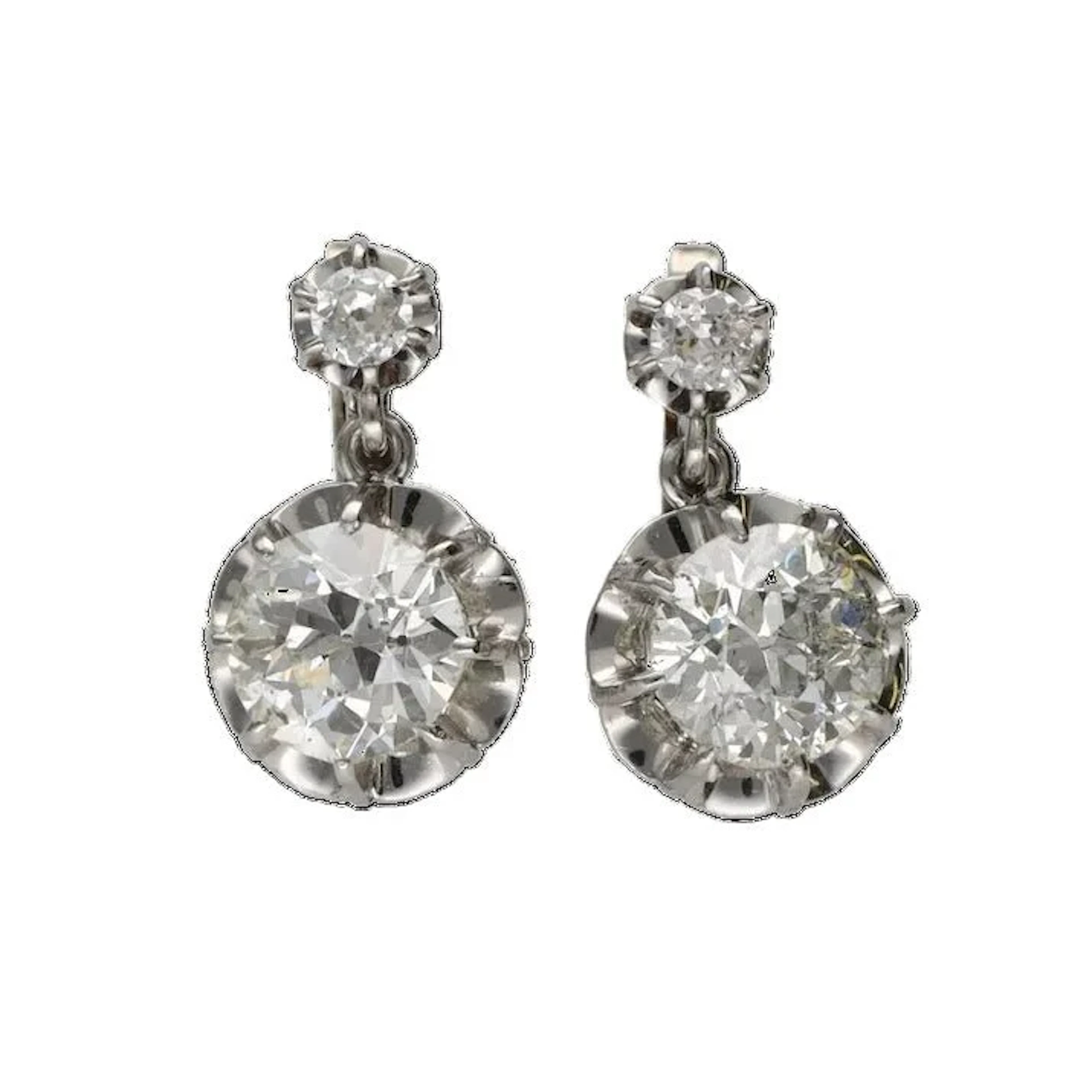 Lever-back earrings in White gold, Platinum, and Diamonds