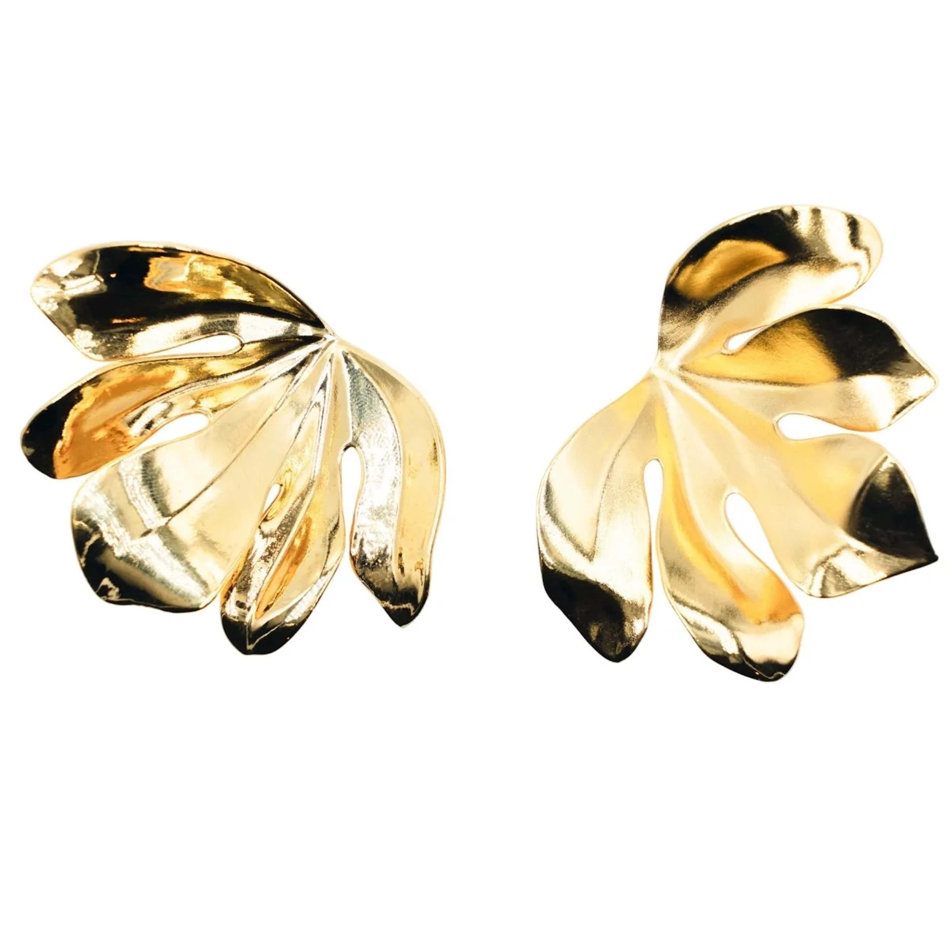 JAR "Fig Leaf" clip-on earrings in aluminum and yellow gold