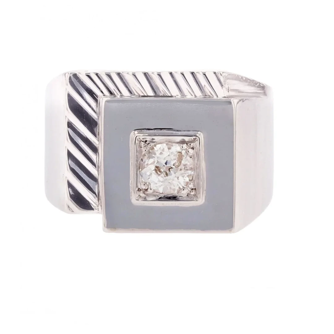 Platinum and Diamond Signet Ring
