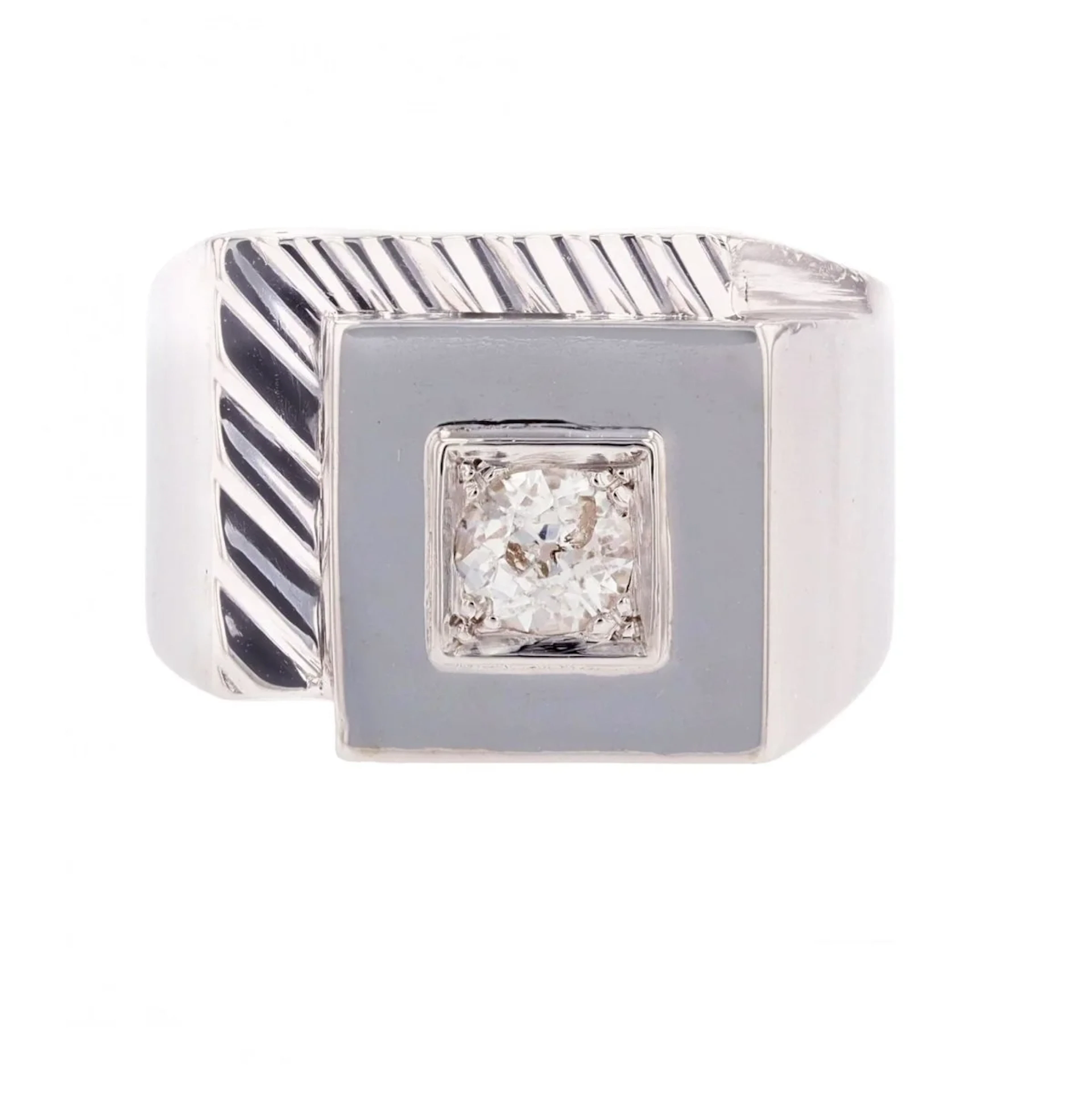 Platinum and Diamond Signet Ring