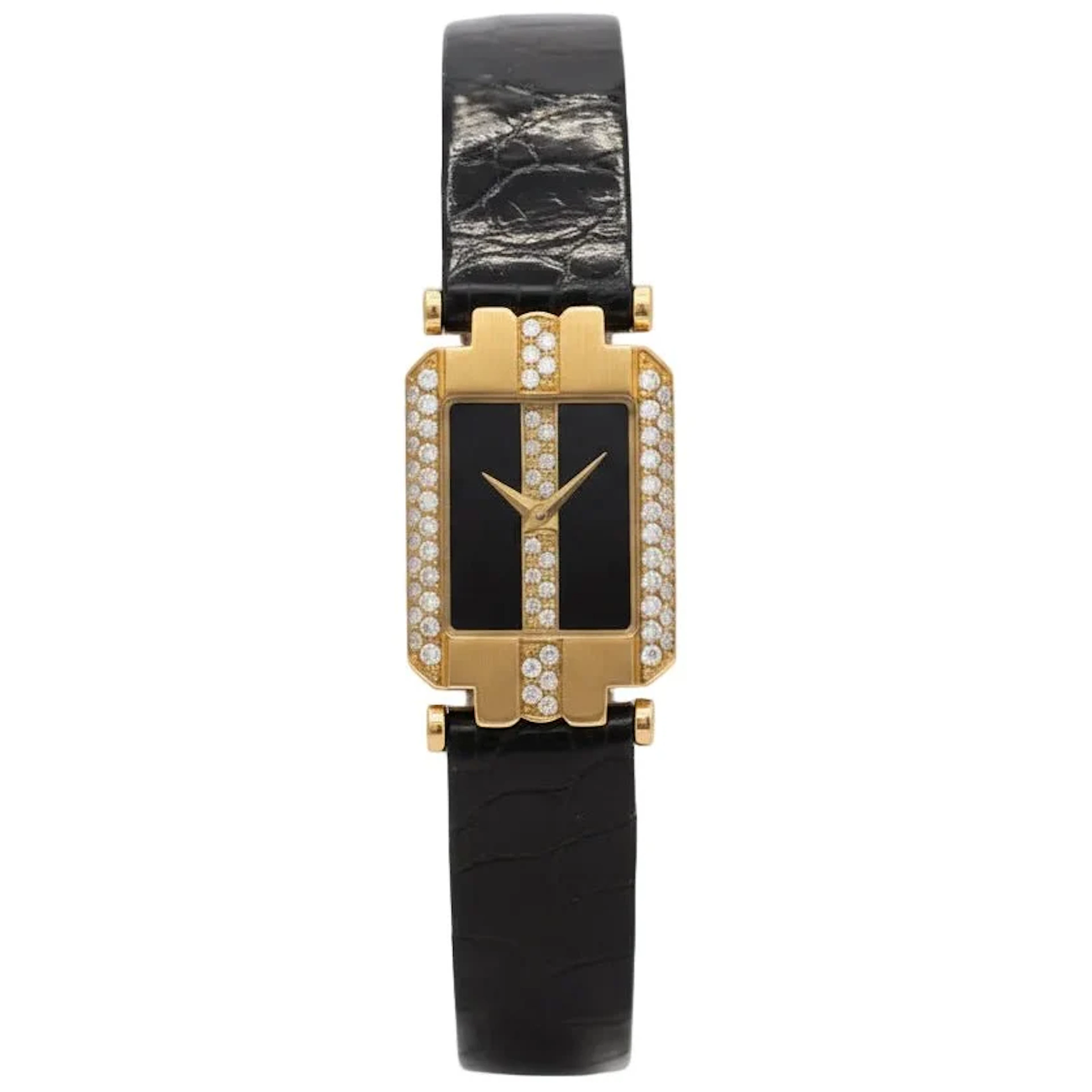PIAGET Watch in Yellow gold, leather and Diamonds
