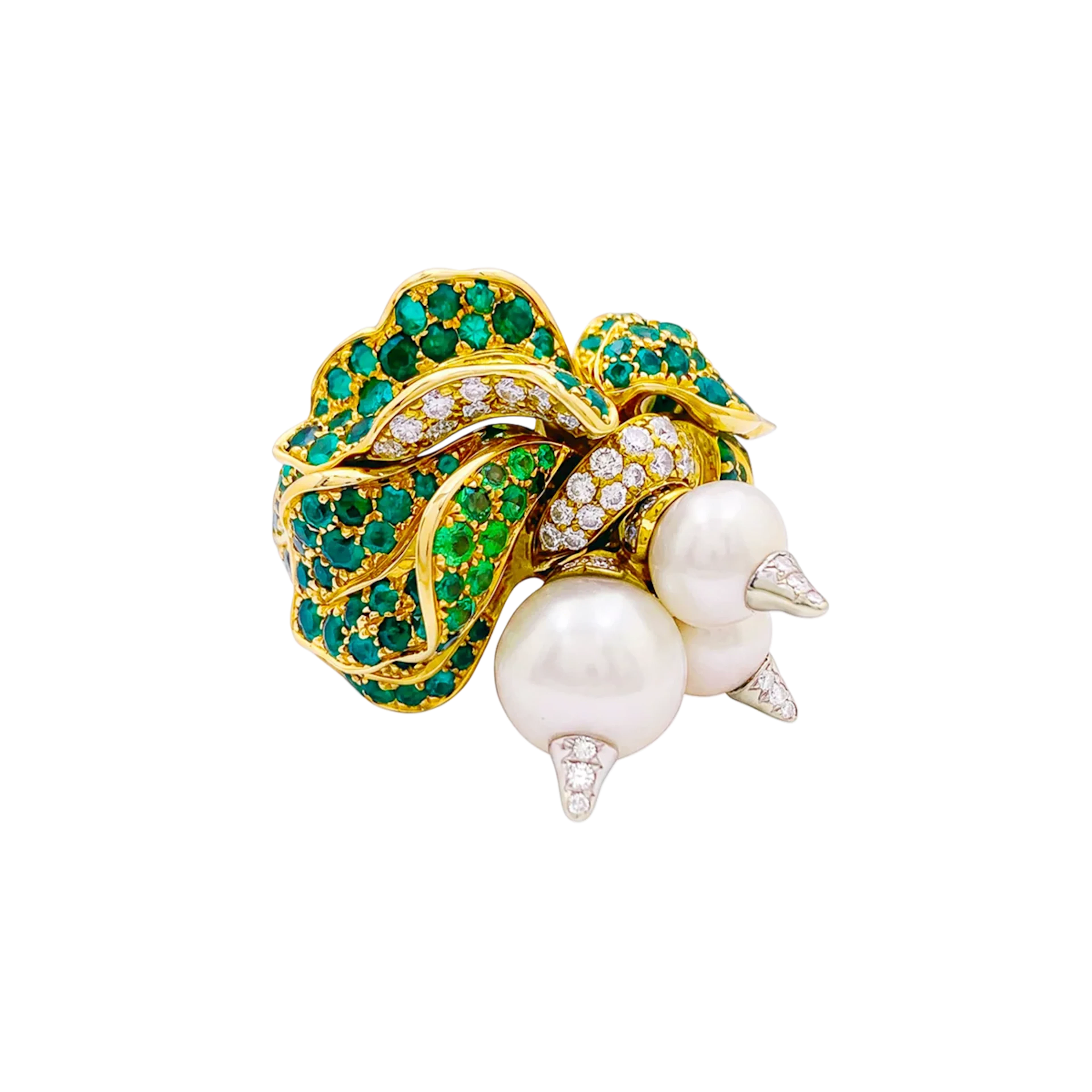 Bague Cocktail DIOR "Jardins de Milly-la-Forêt” en blanc, or jaune