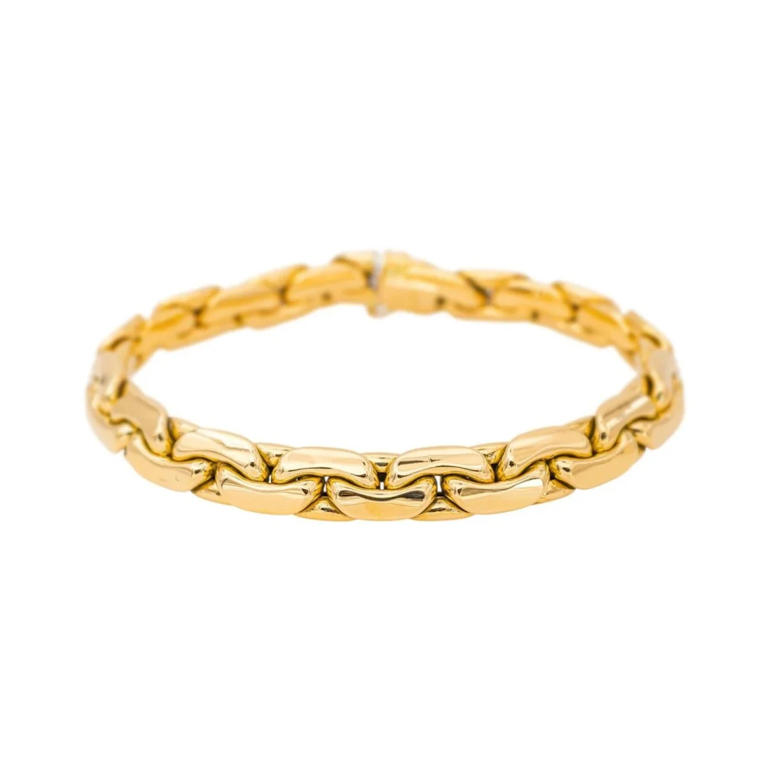 Yellow Gold Bean-Shaped Link Bracelet