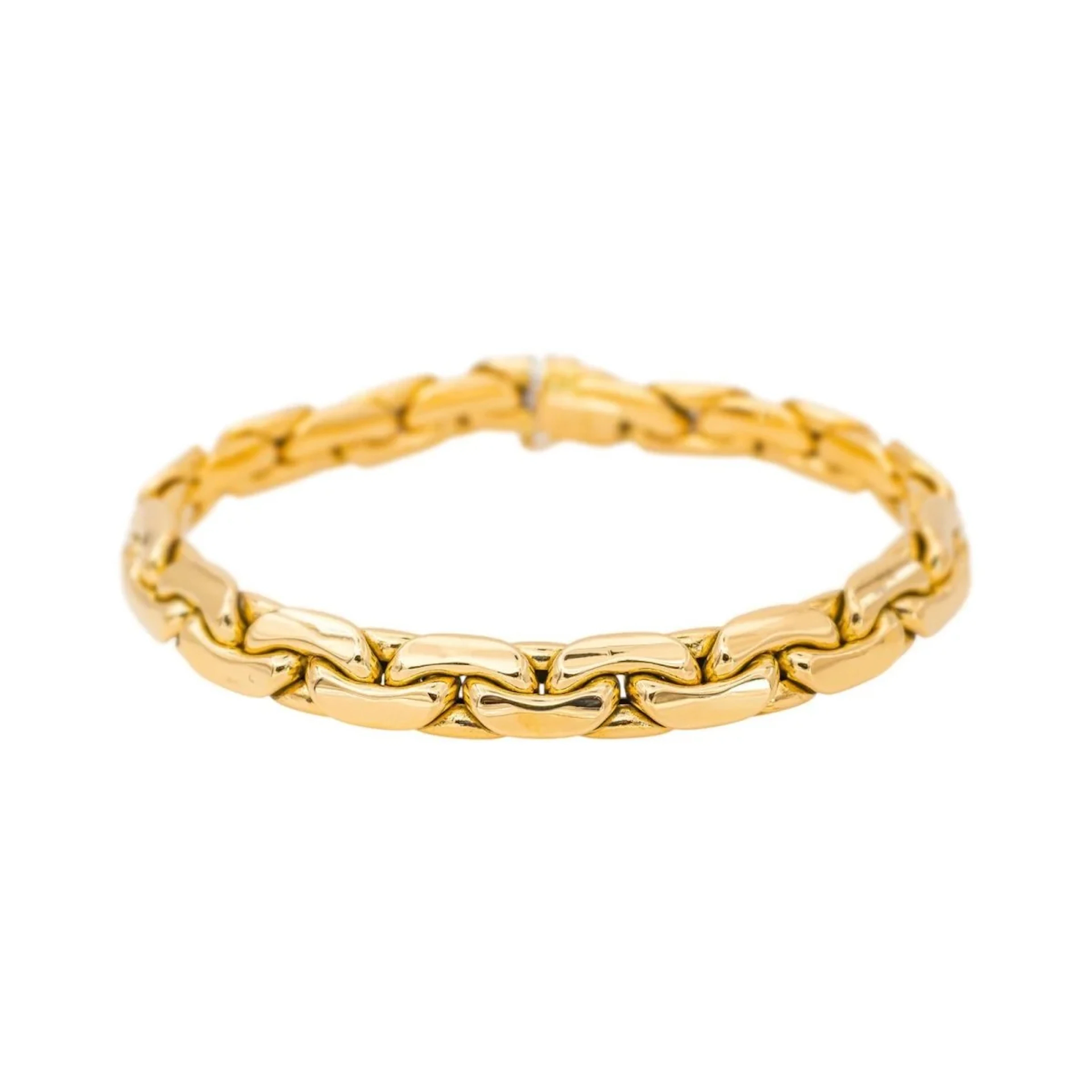 Yellow Gold Bean-Shaped Link Bracelet