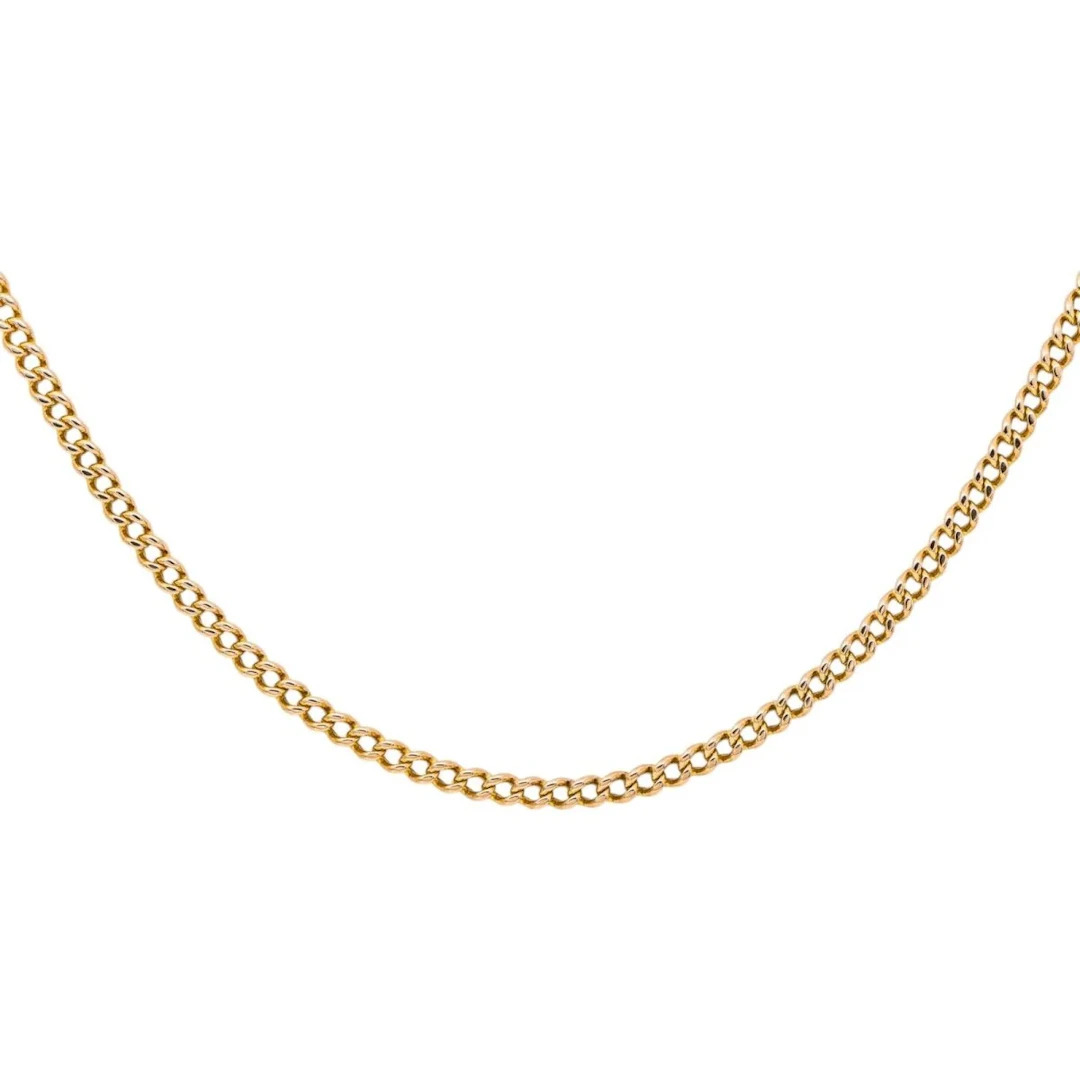 Yellow gold curb chain necklace