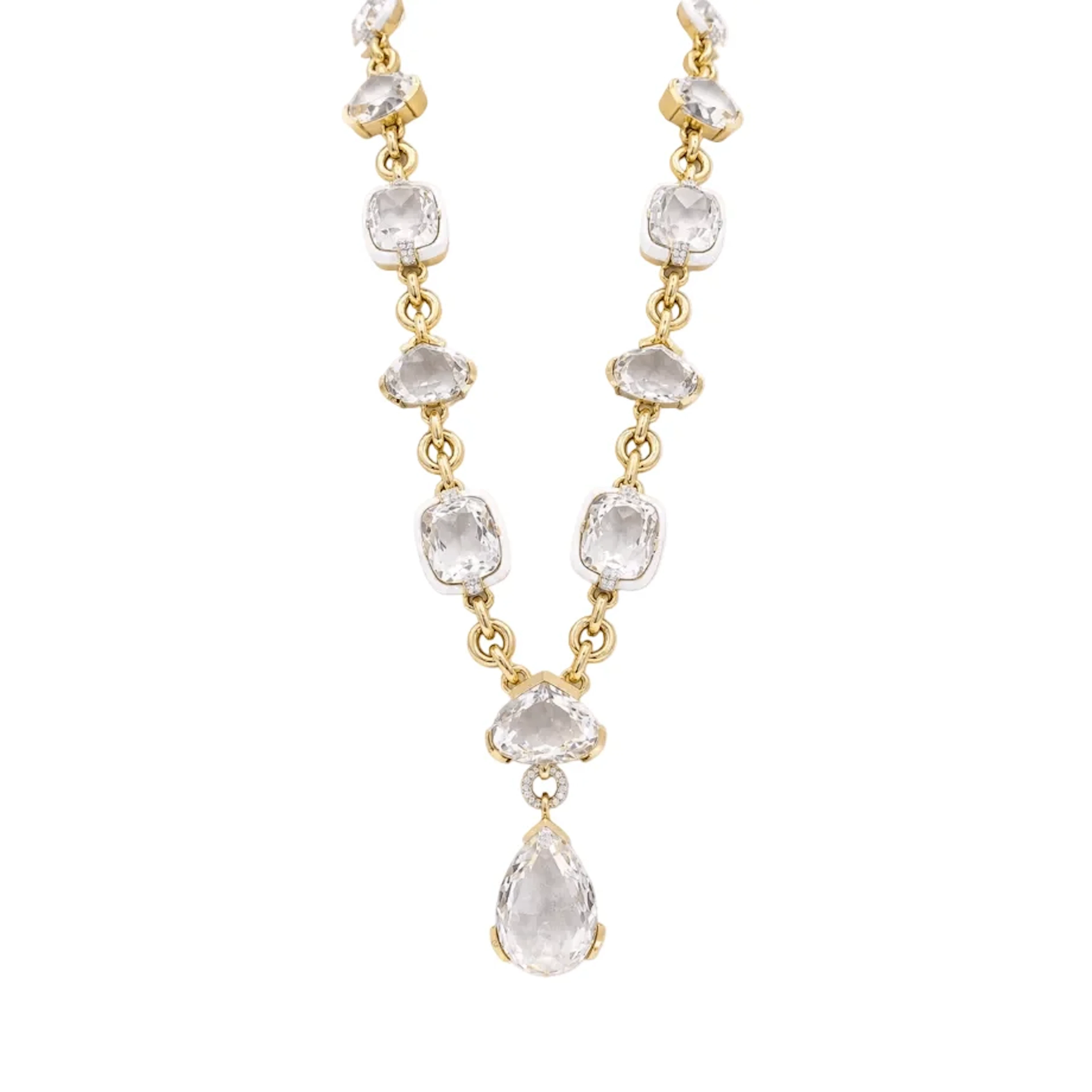 DAVID WEBB necklace in yellow gold, crystals, and diamonds