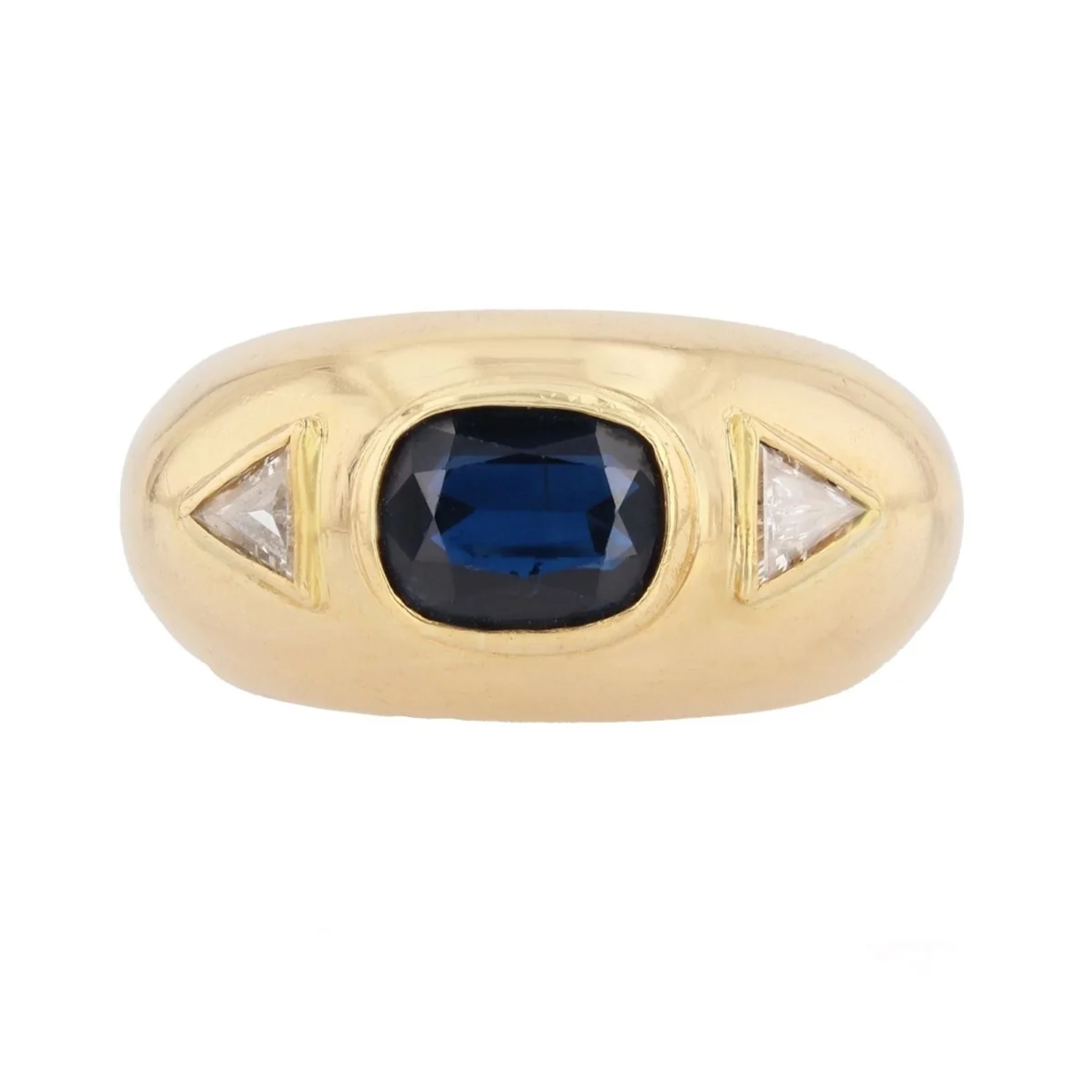 Jonc ring in yellow gold, sapphire and diamonds