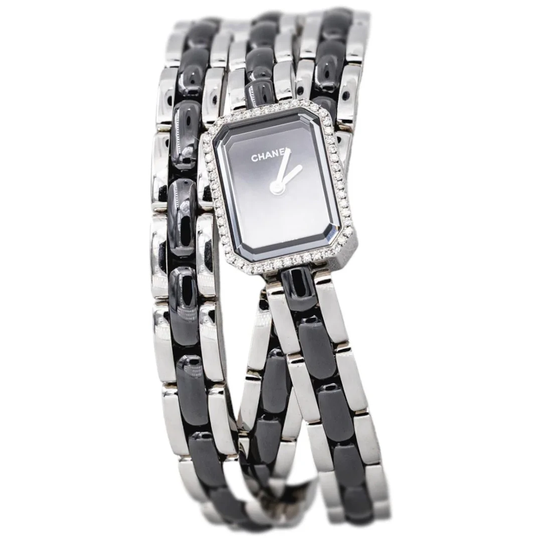 Montre CHANEL "Première Céramique" en acier, céramique et diamants