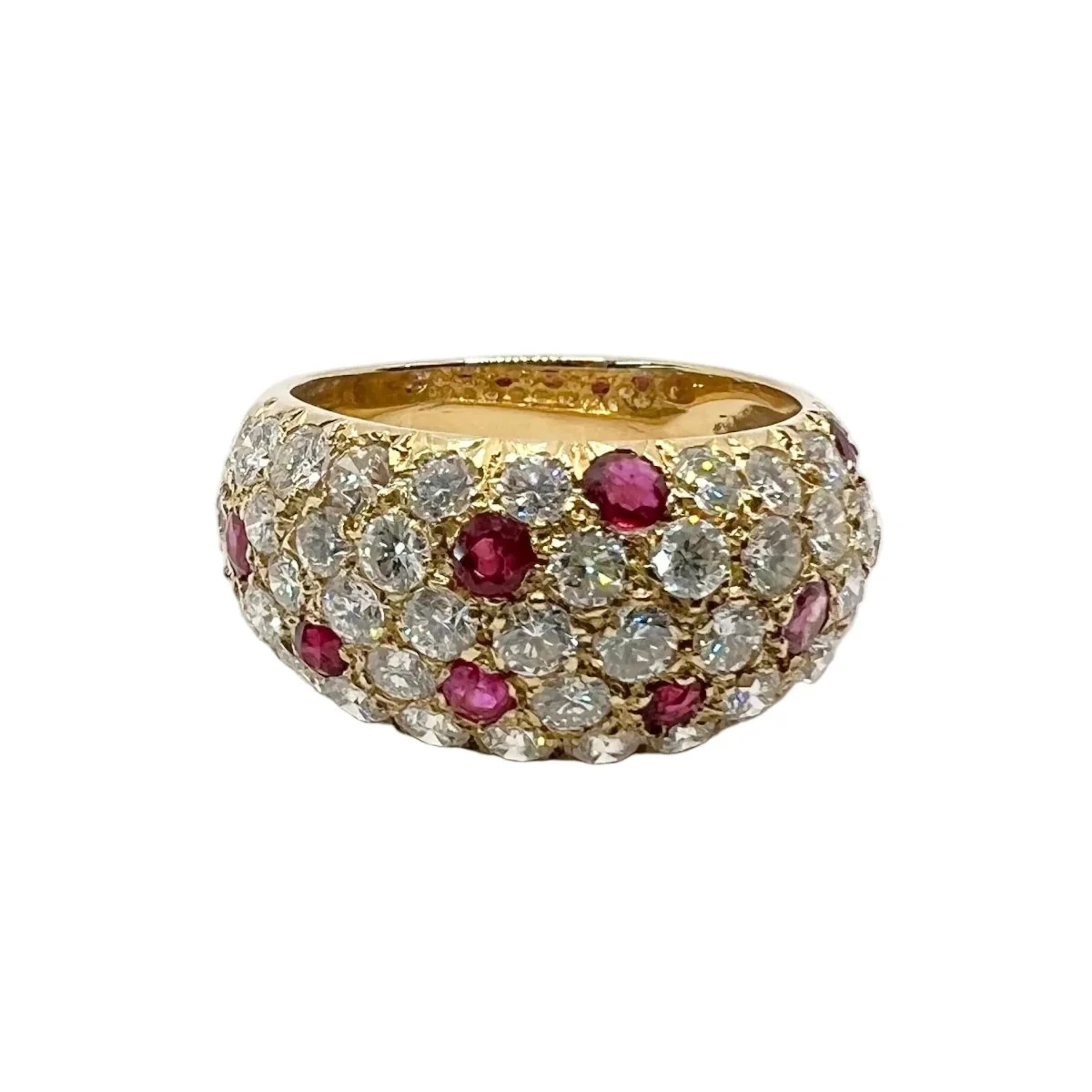 Yellow Gold, Ruby, and Diamond Bangle Ring