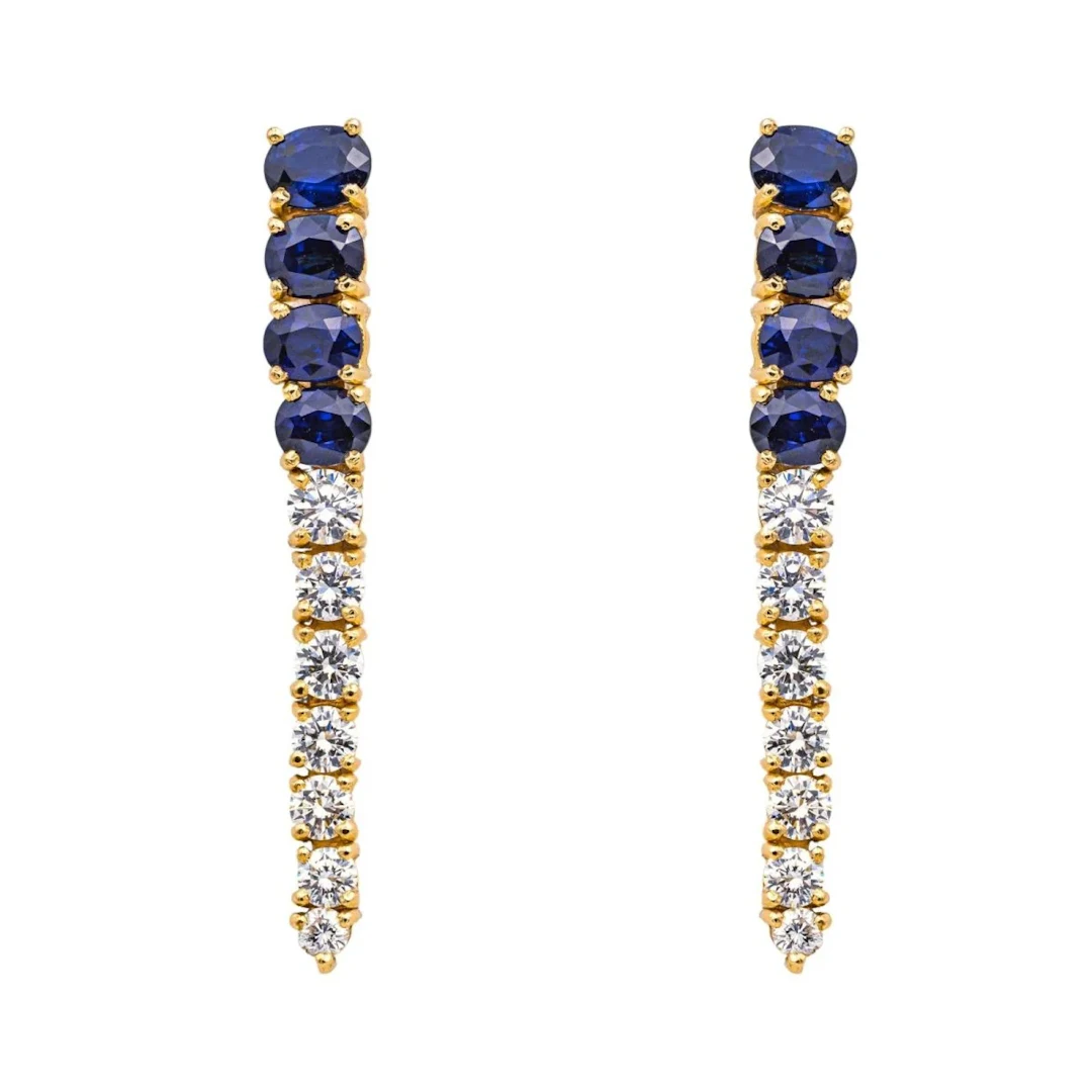 Earrings Pendant Yellow gold Sapphire