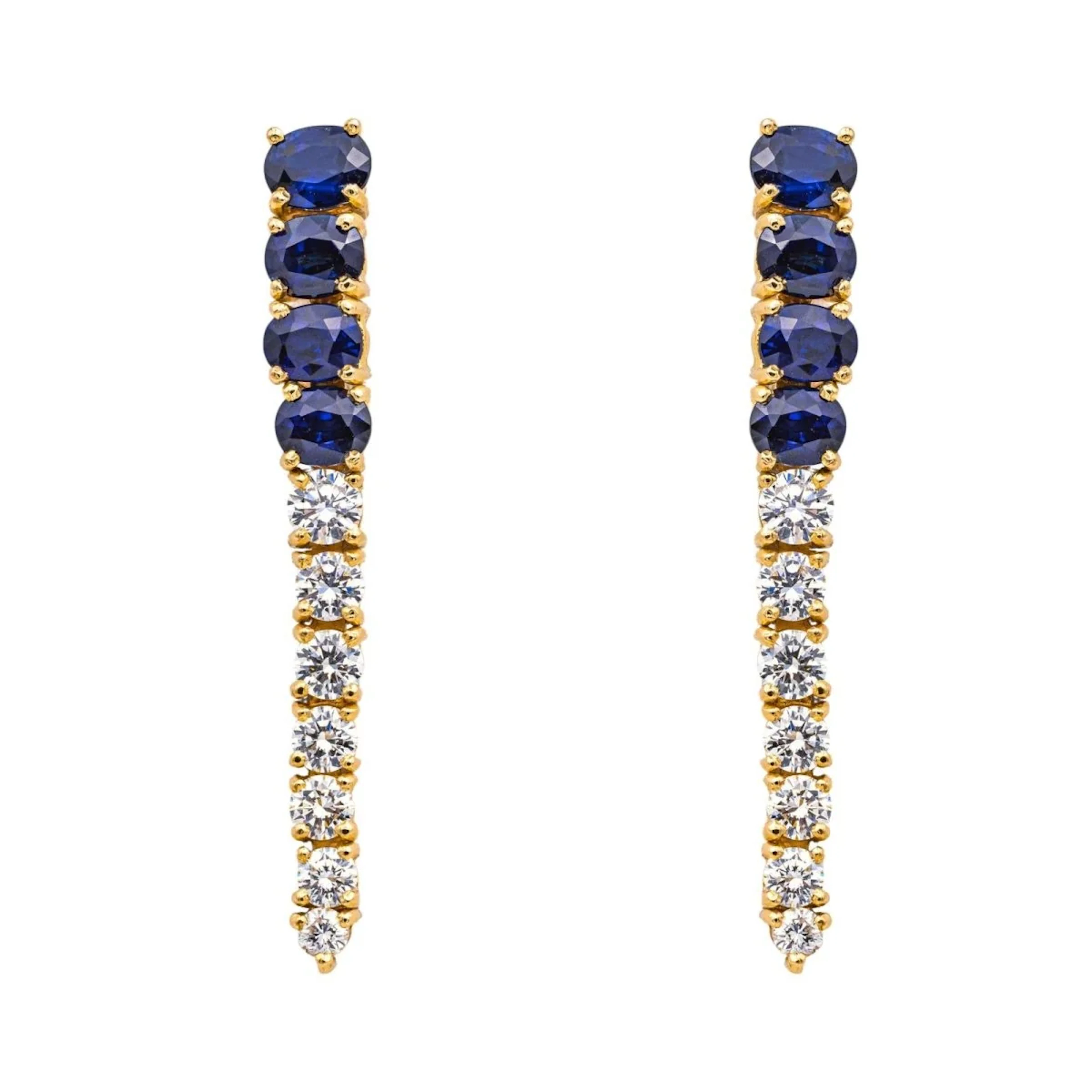 Earrings Pendant Yellow gold Sapphire