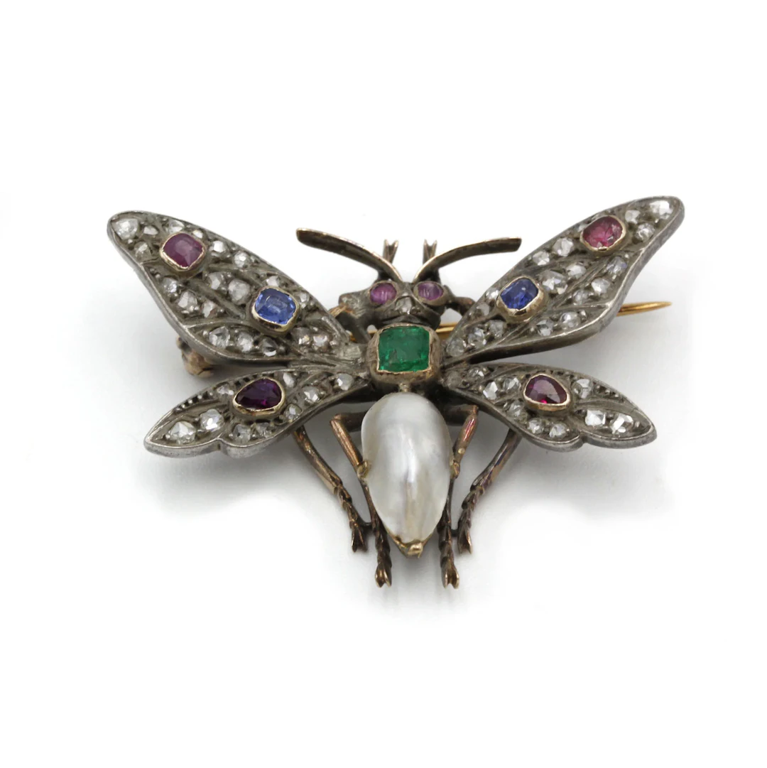 Dragonfly Brooch - Gold & Gemstones