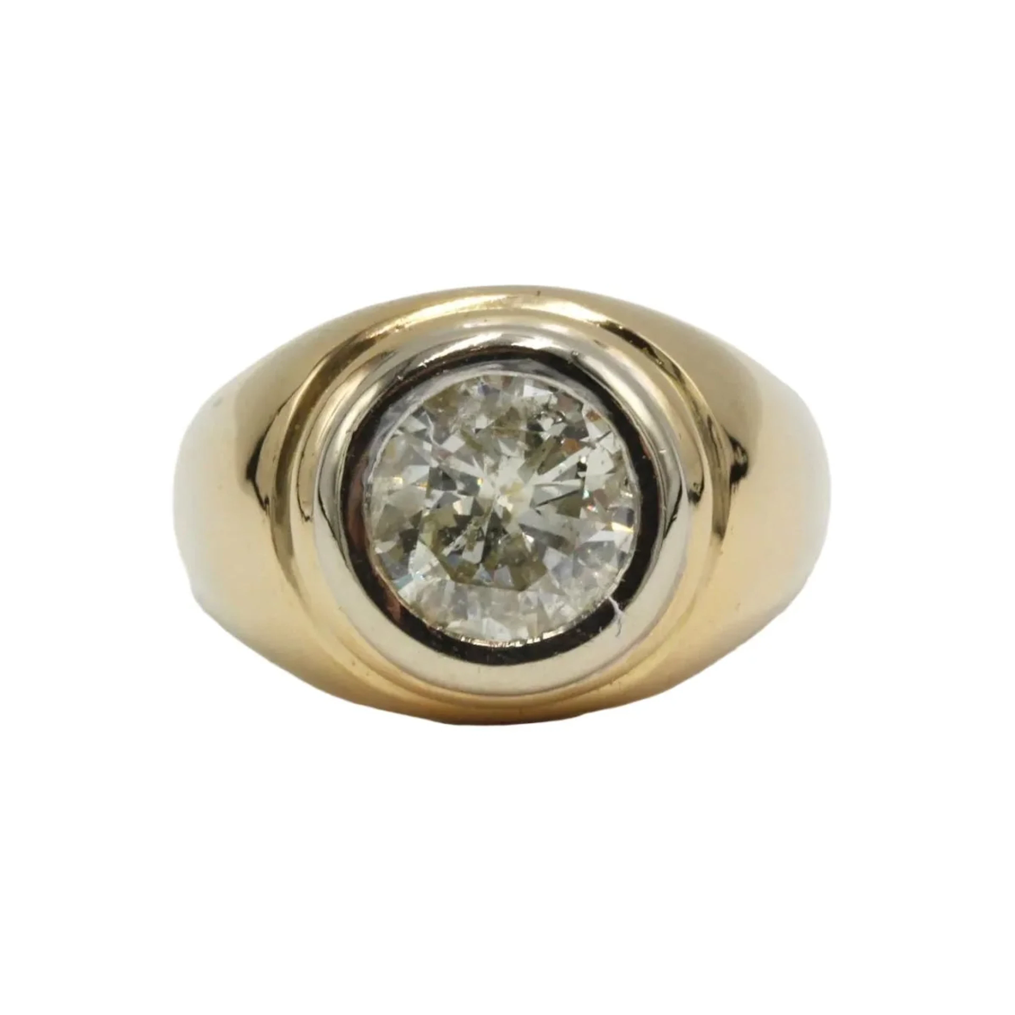 Yellow Gold and Diamond Signet Ring