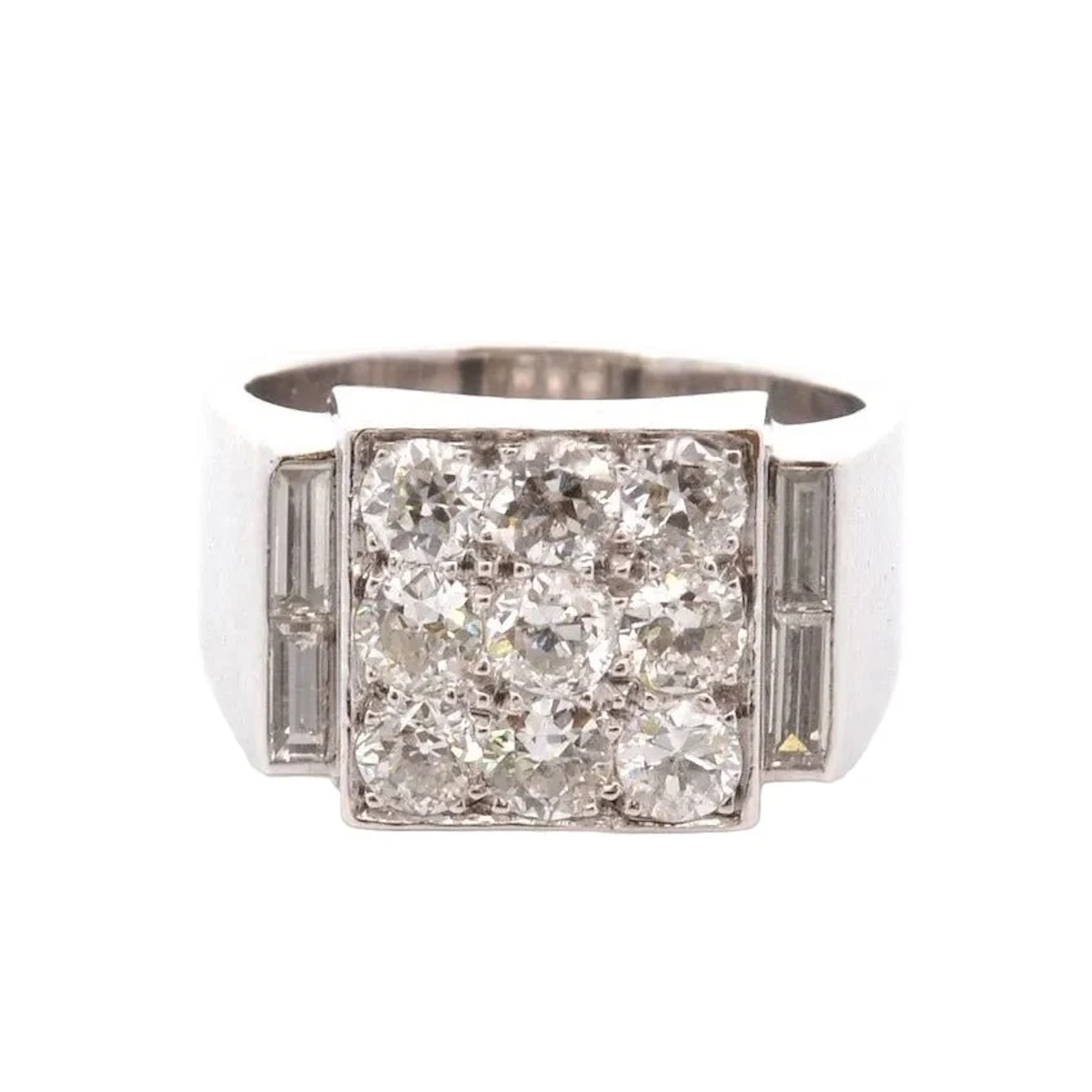 Tank Ring in White Gold and Diamonds