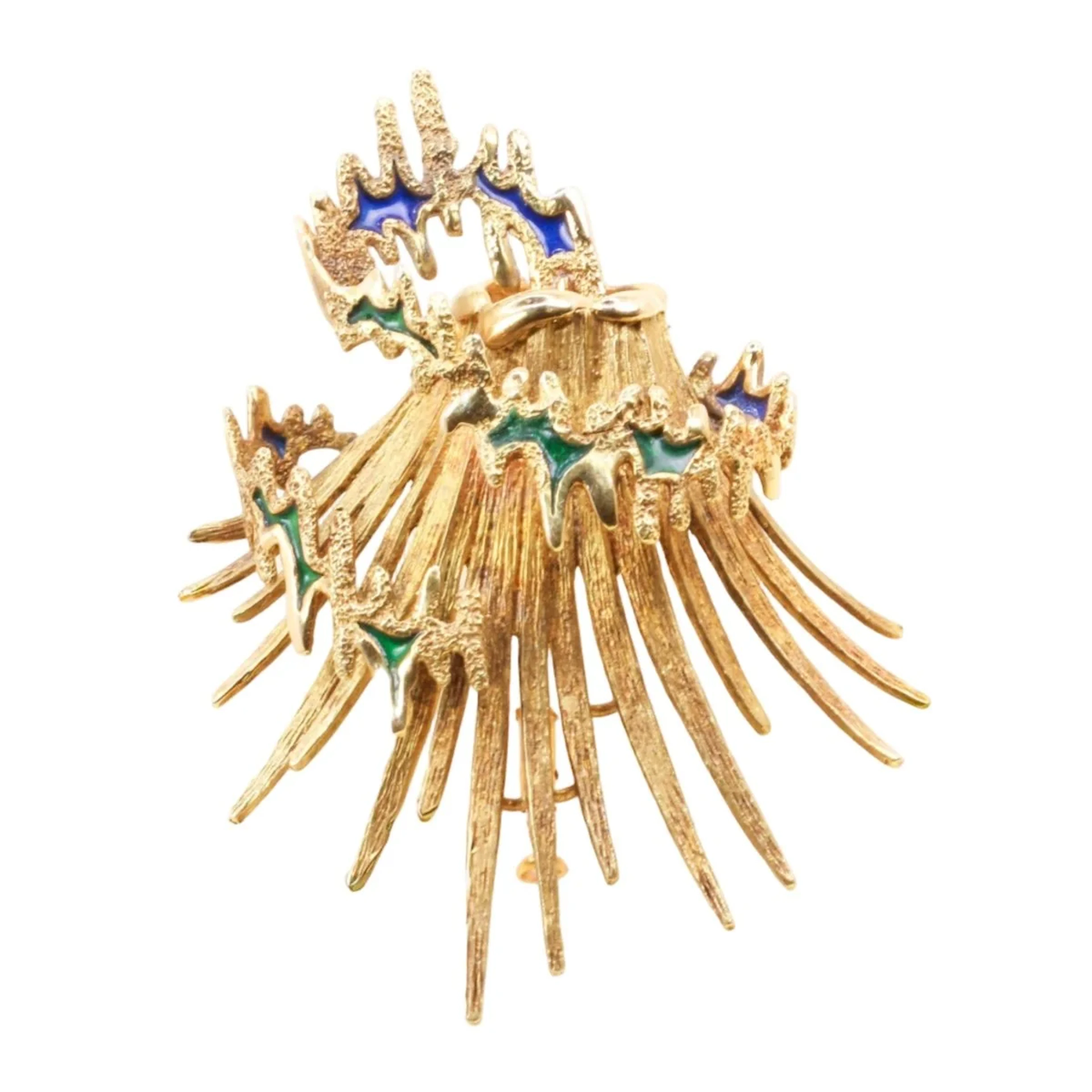 BECKER & BRASIER brooch in yellow gold and Enamel