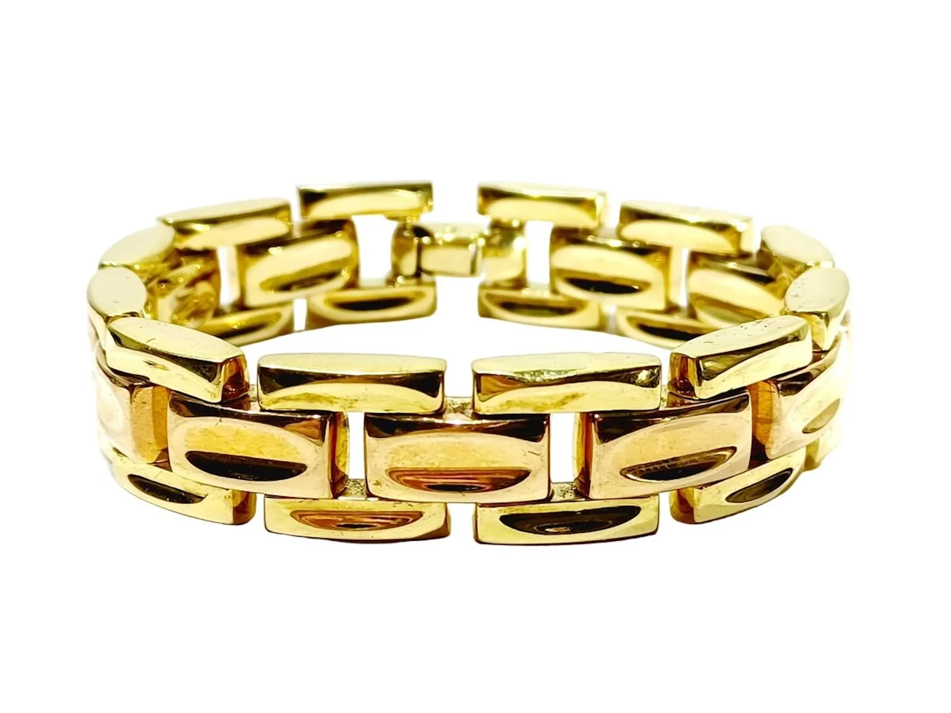 Tank bracelet in yellow gold and rose gold