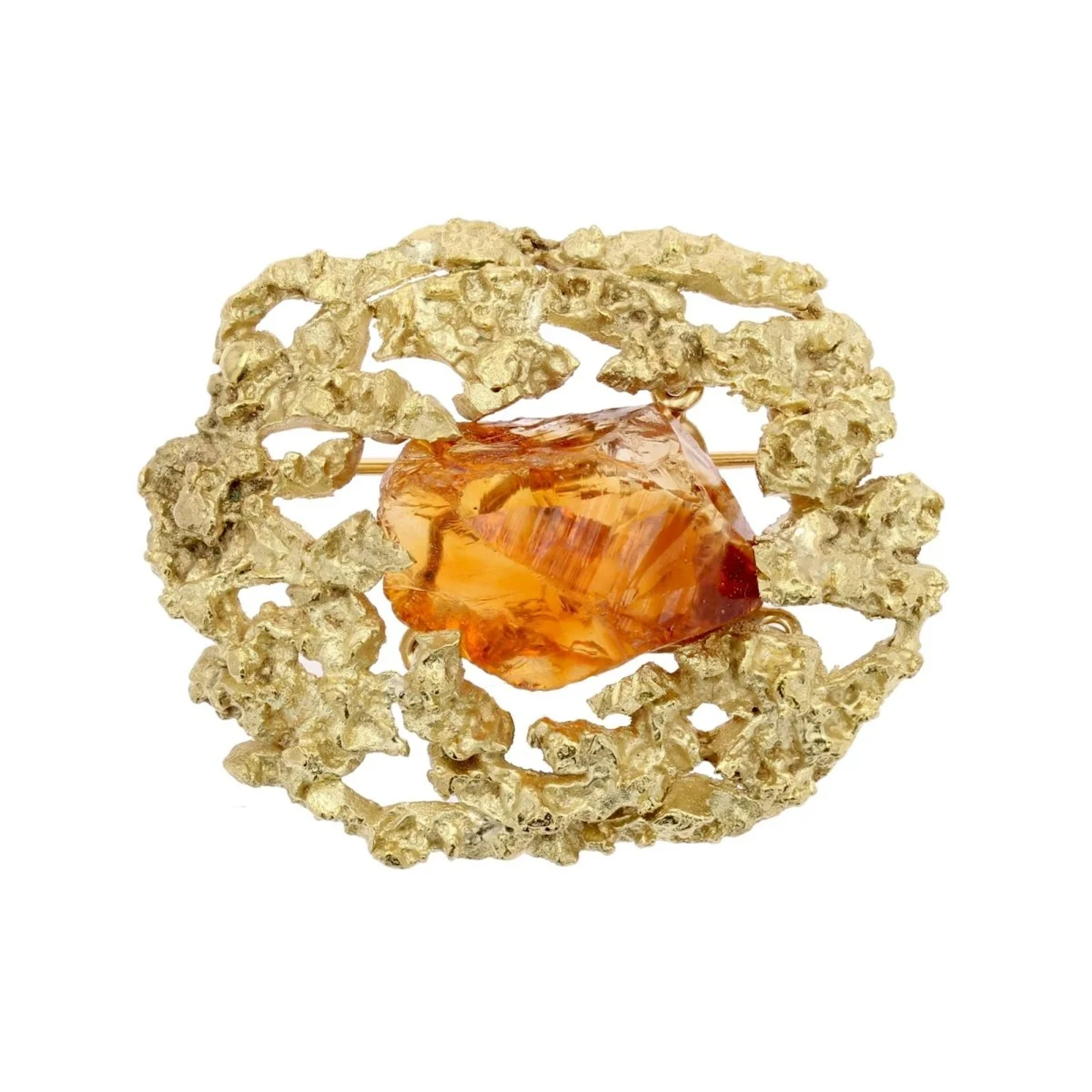 STERN pin brooch in yellow gold and citrine