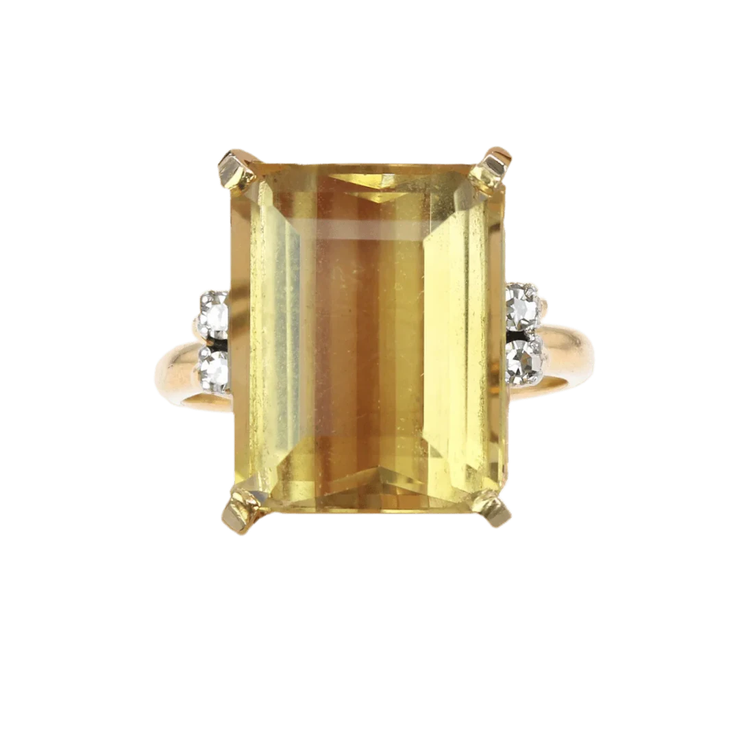STERN Cocktail Ring in yellow gold, platinum, citrine and diamonds